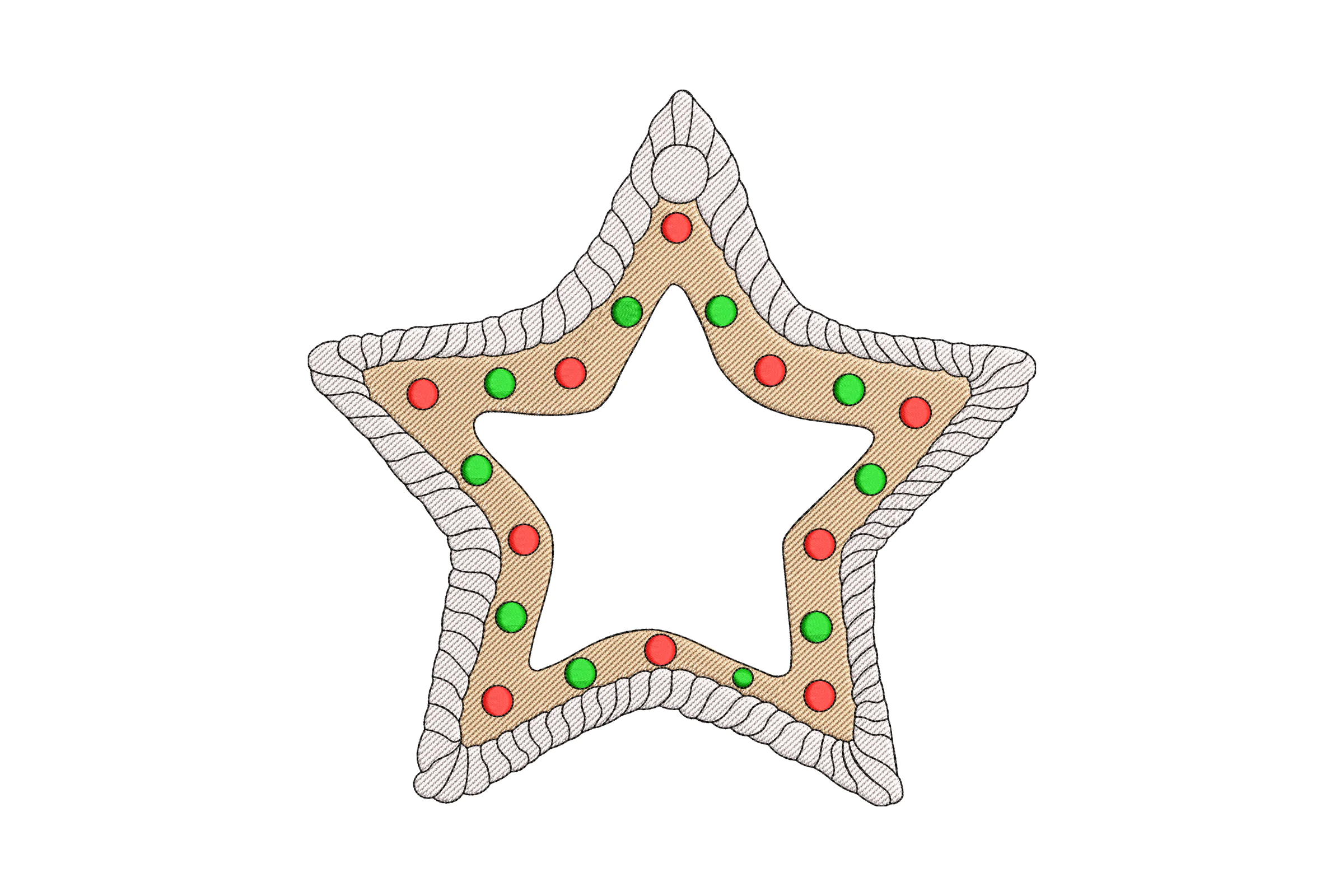 Gingerbread Star Christmas Embroidery Design