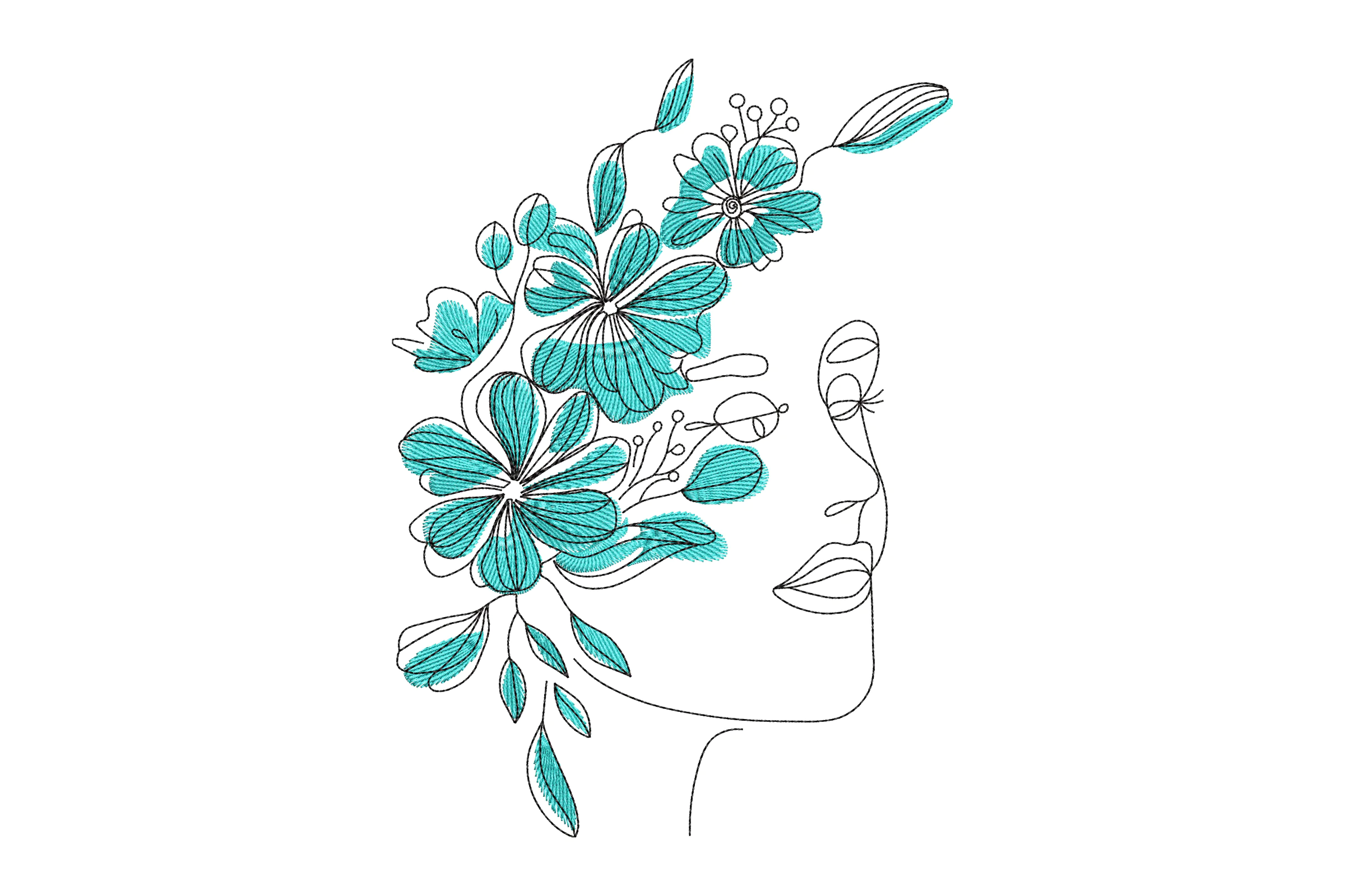 Floral Face Embroidery Design Pattern