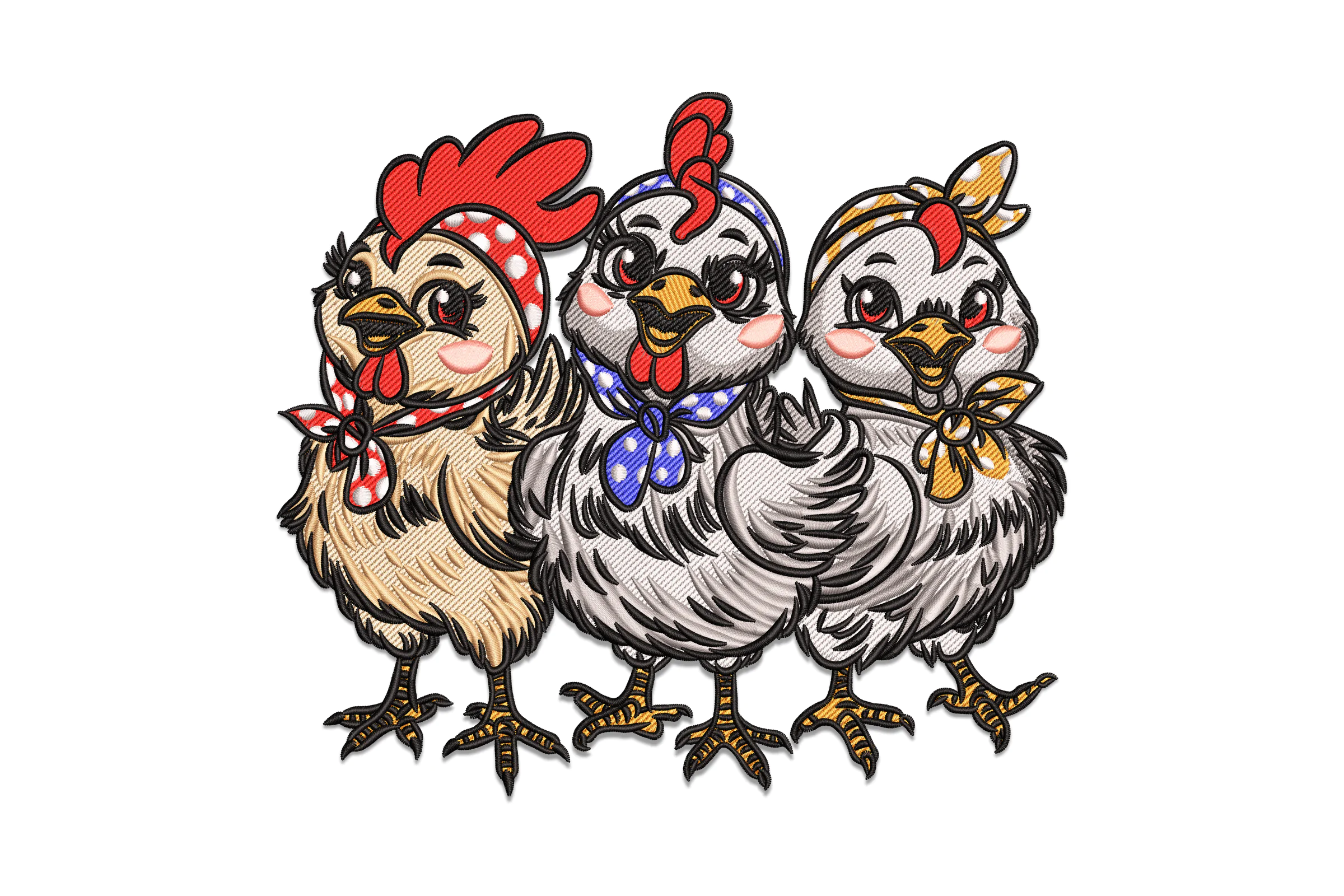 Christmas Chickens Embroidery Design Patterns