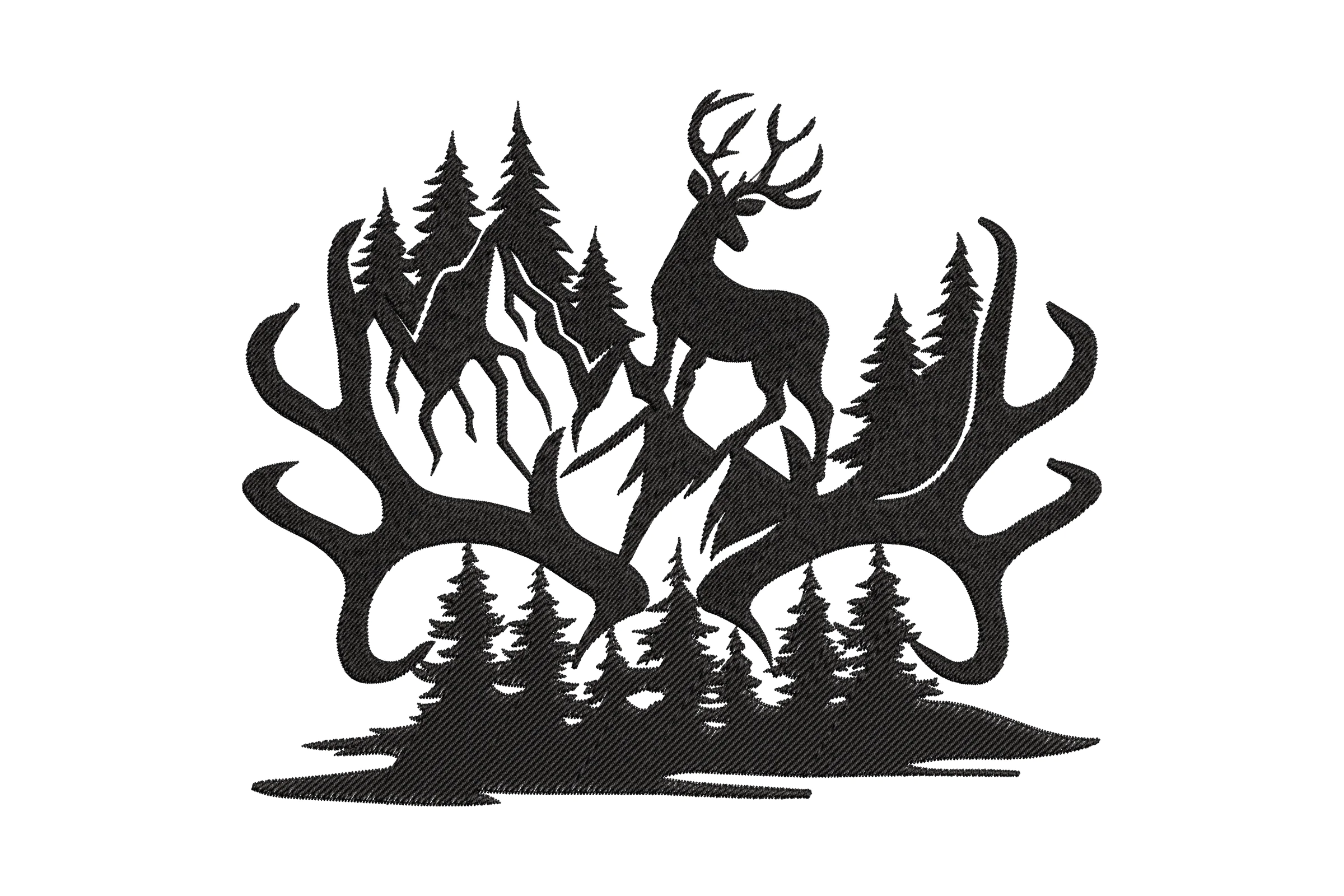 Elk Scene Embroidery Design