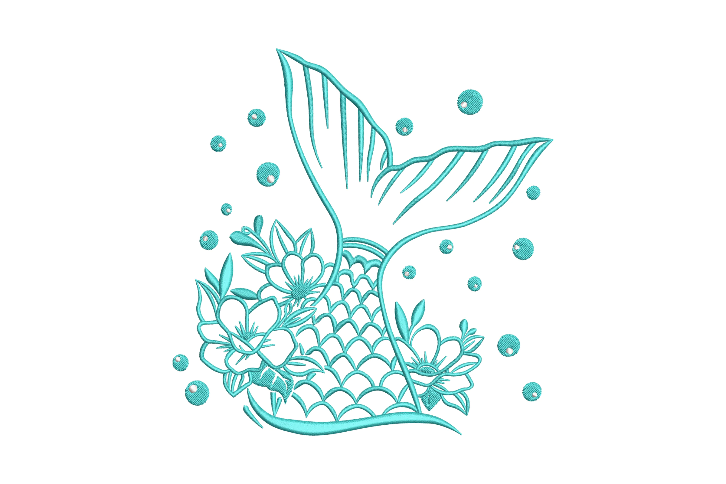 Mermaid Tail Applique Embroidery Design