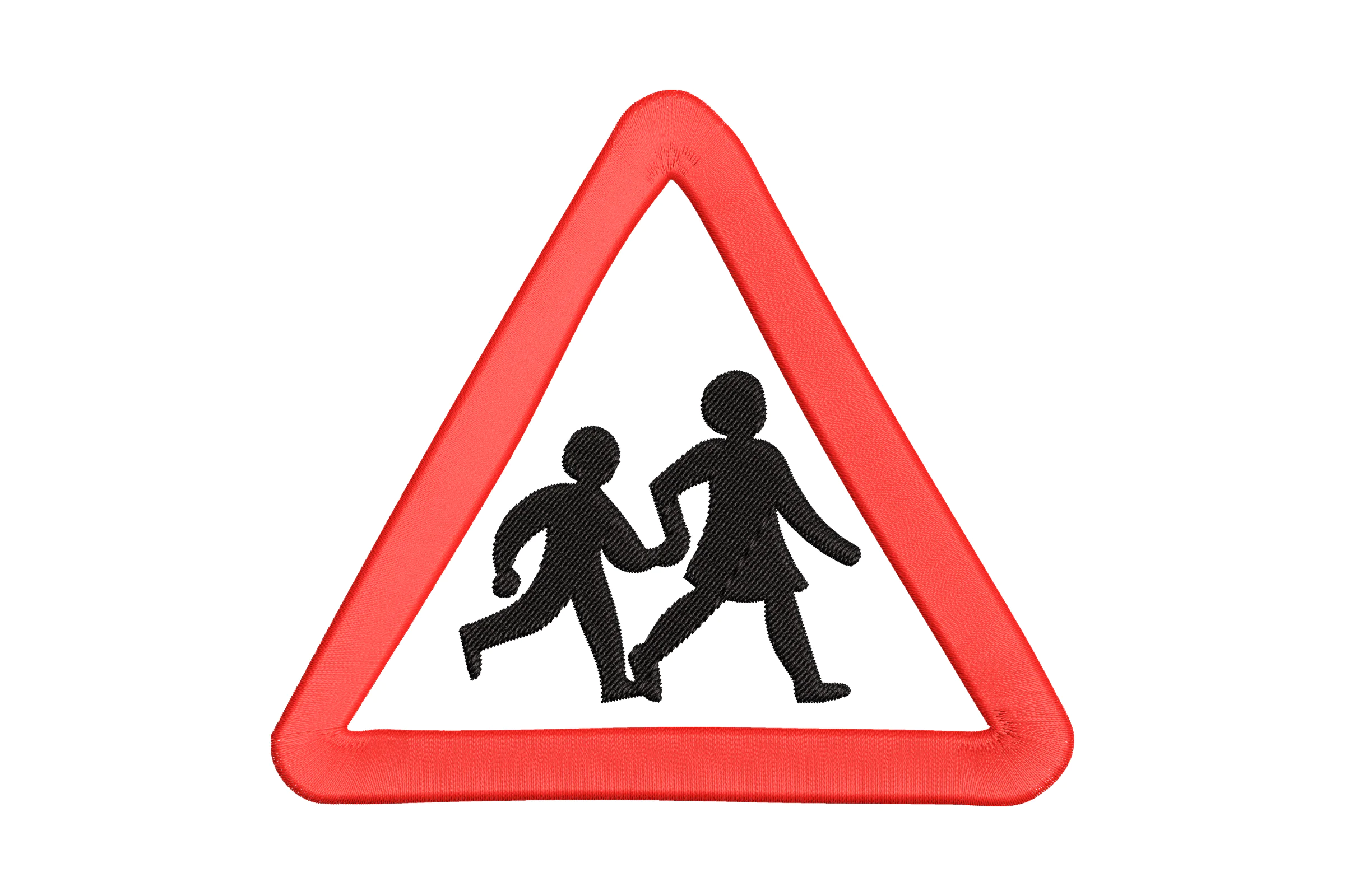 Children Crossing Road Sign Embroidery Design