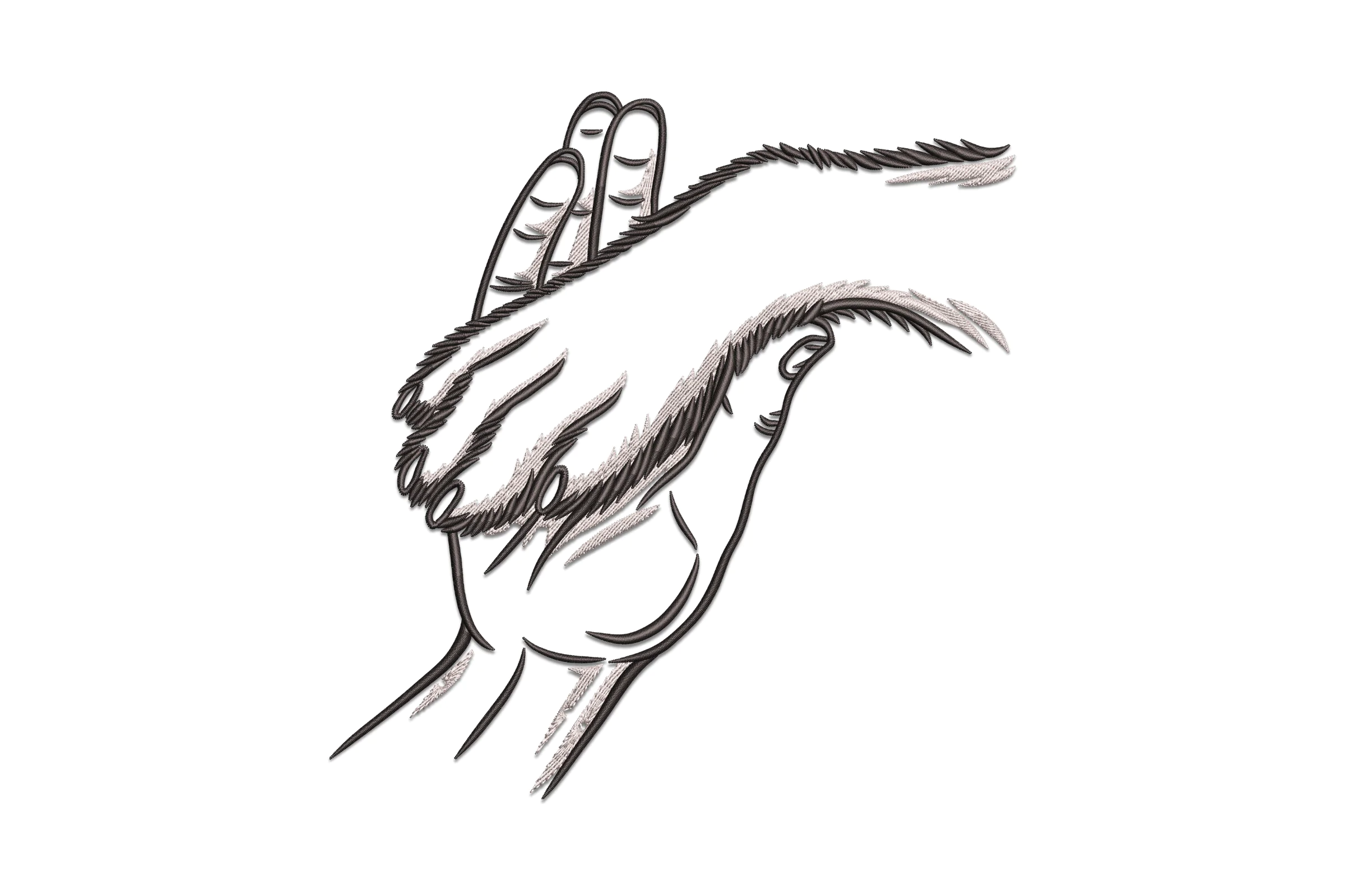 Hand holding baby hand embroidery design