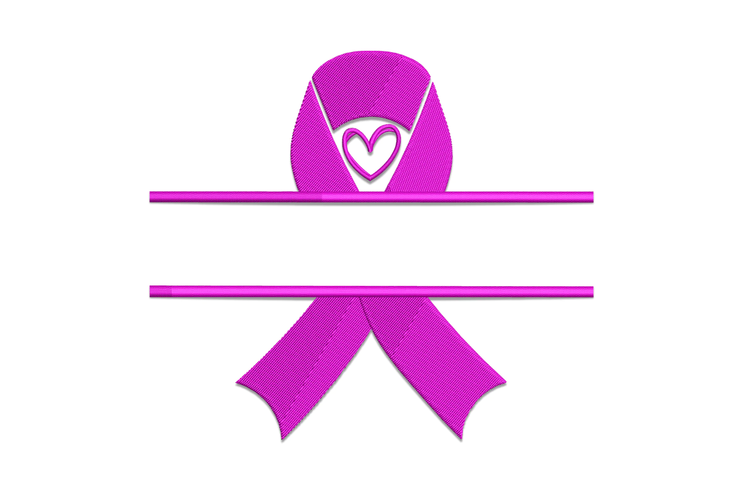 Pink Ribbon with Heart Embroidery Design