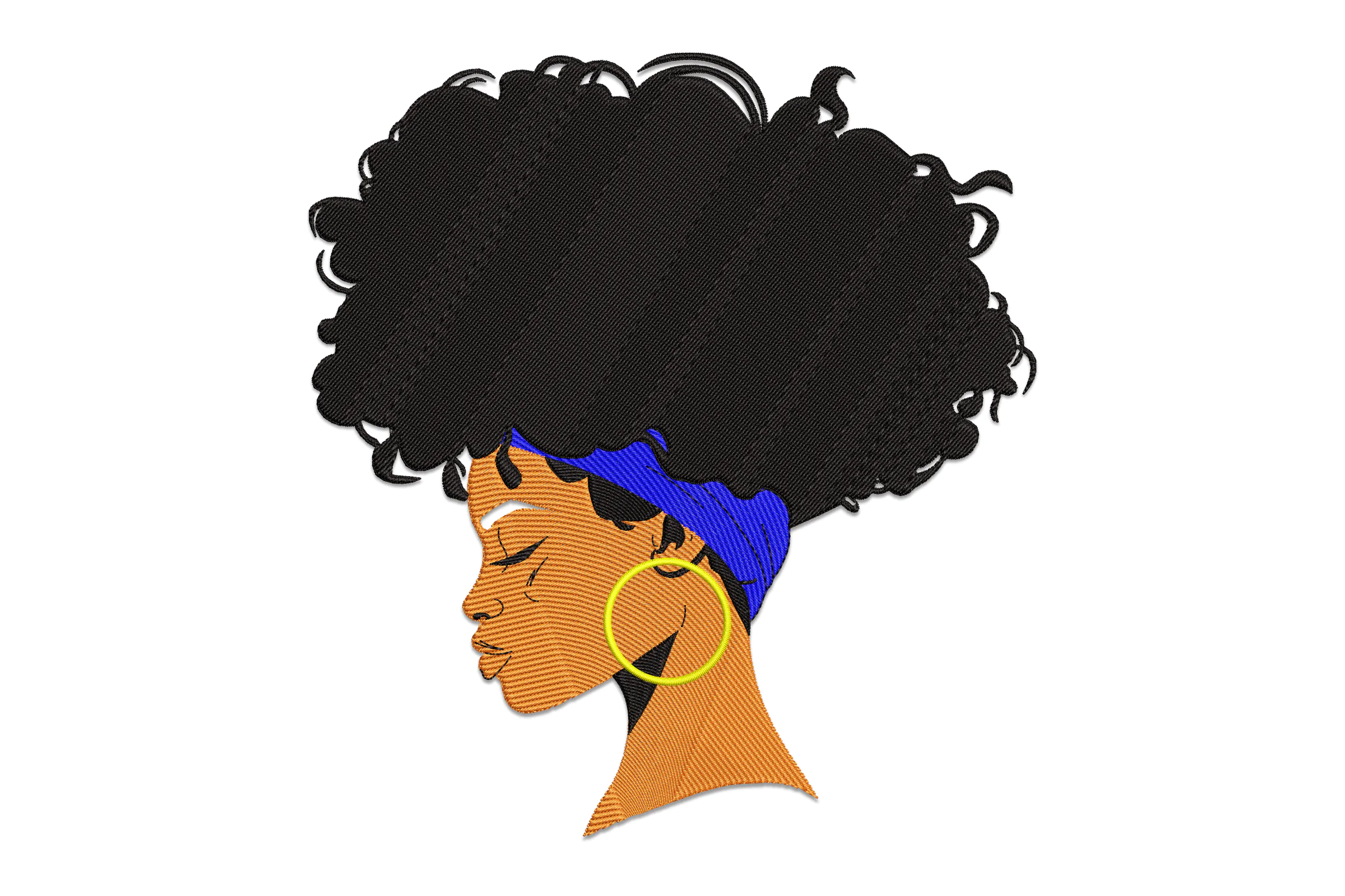 Afro Woman Digital Embroidery Design