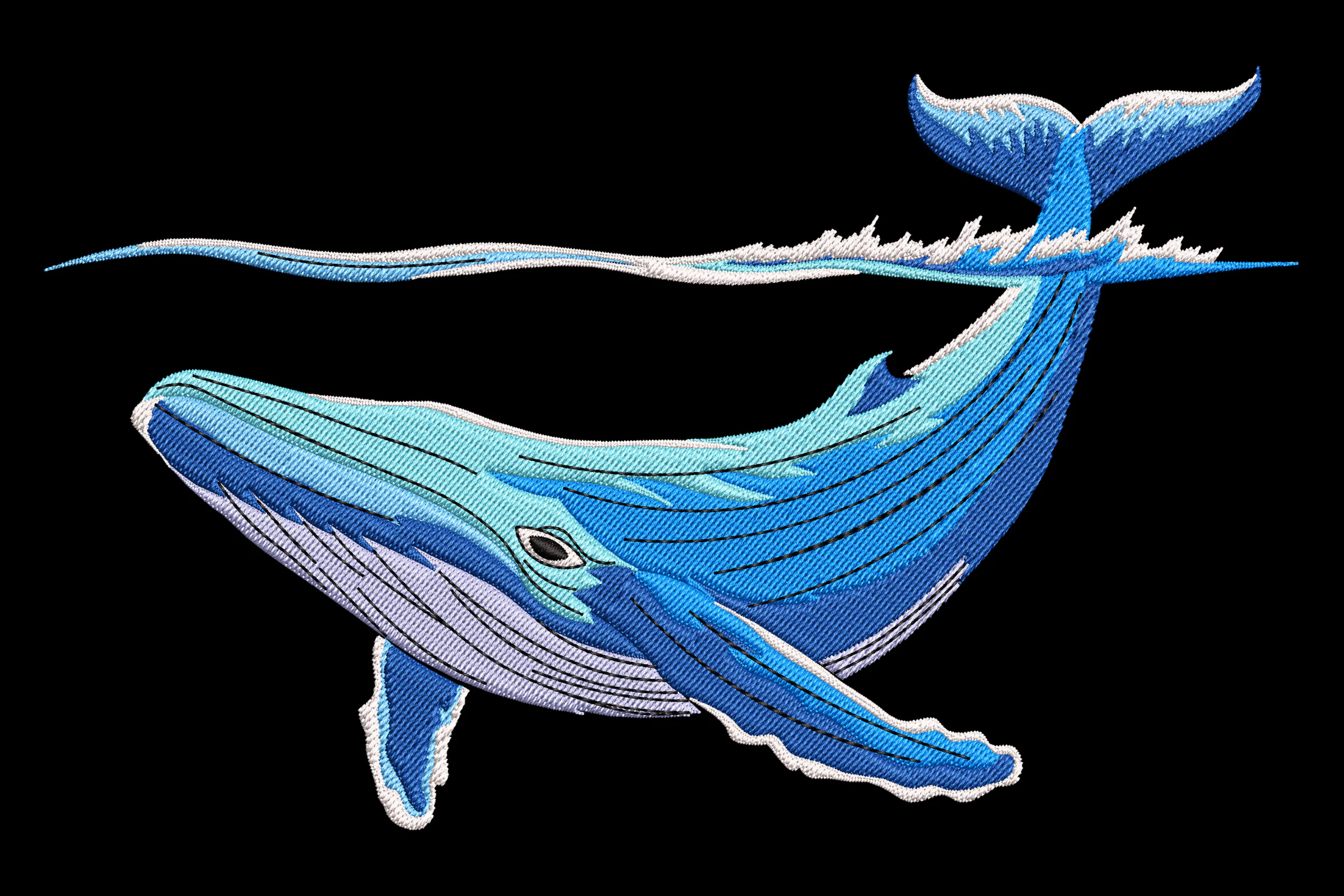 Whale Fish Embroidery Design