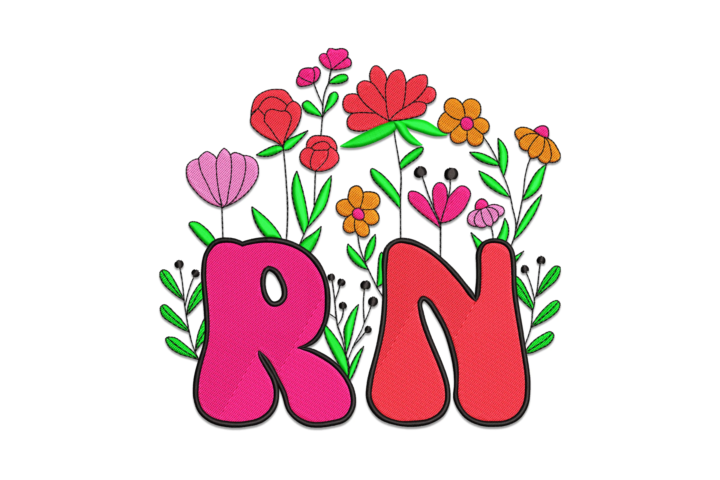 RN Nurse Embroidery Design