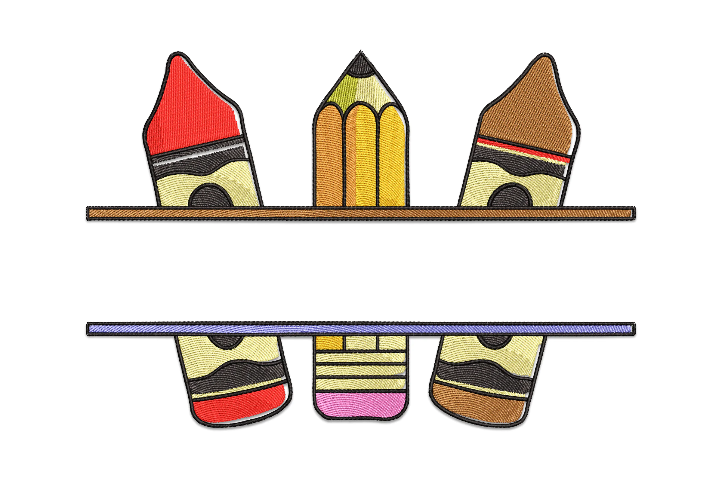 Split Pencils Embroidery Design File