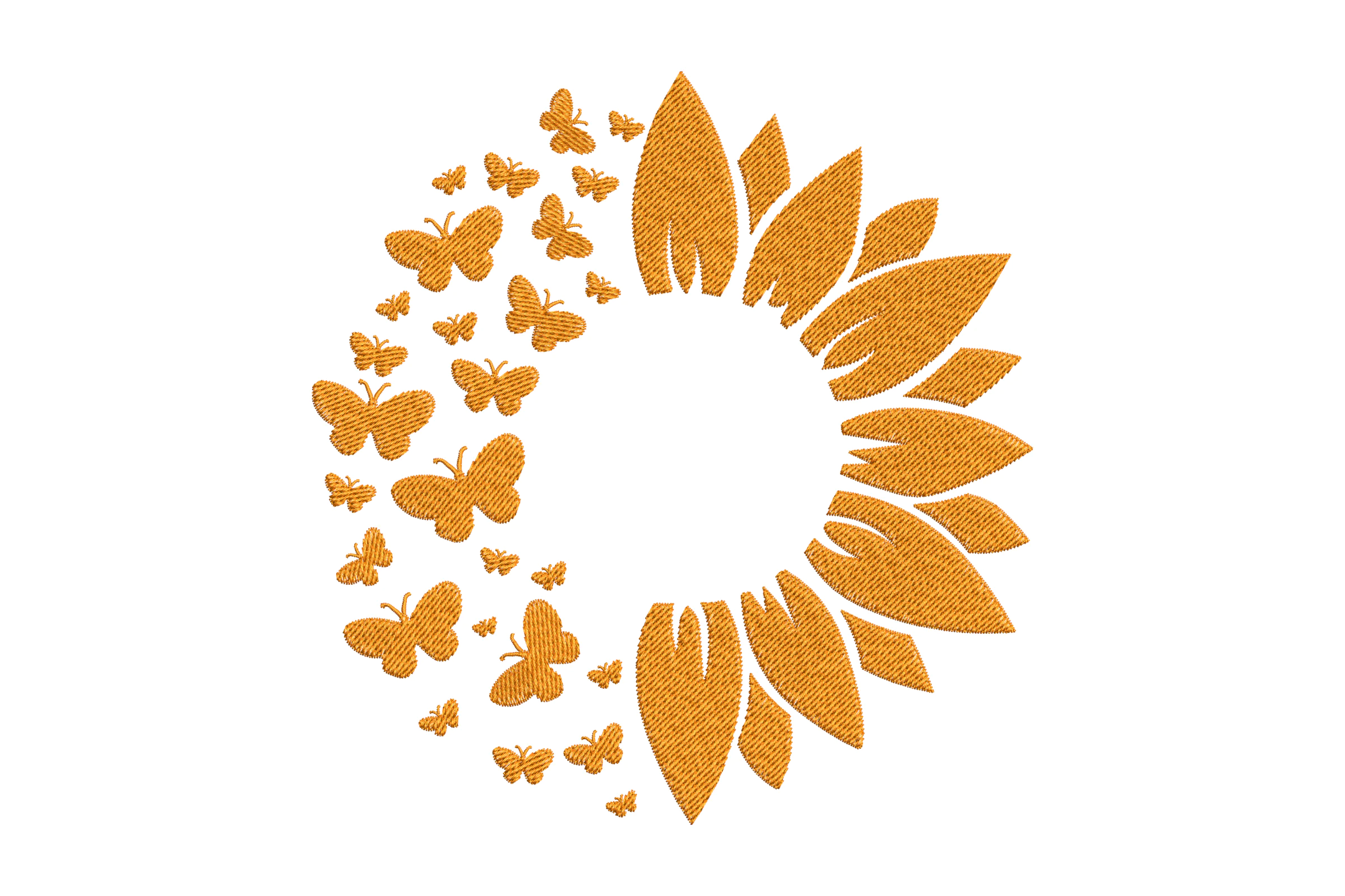 unflower Butterflies Embroidery Design