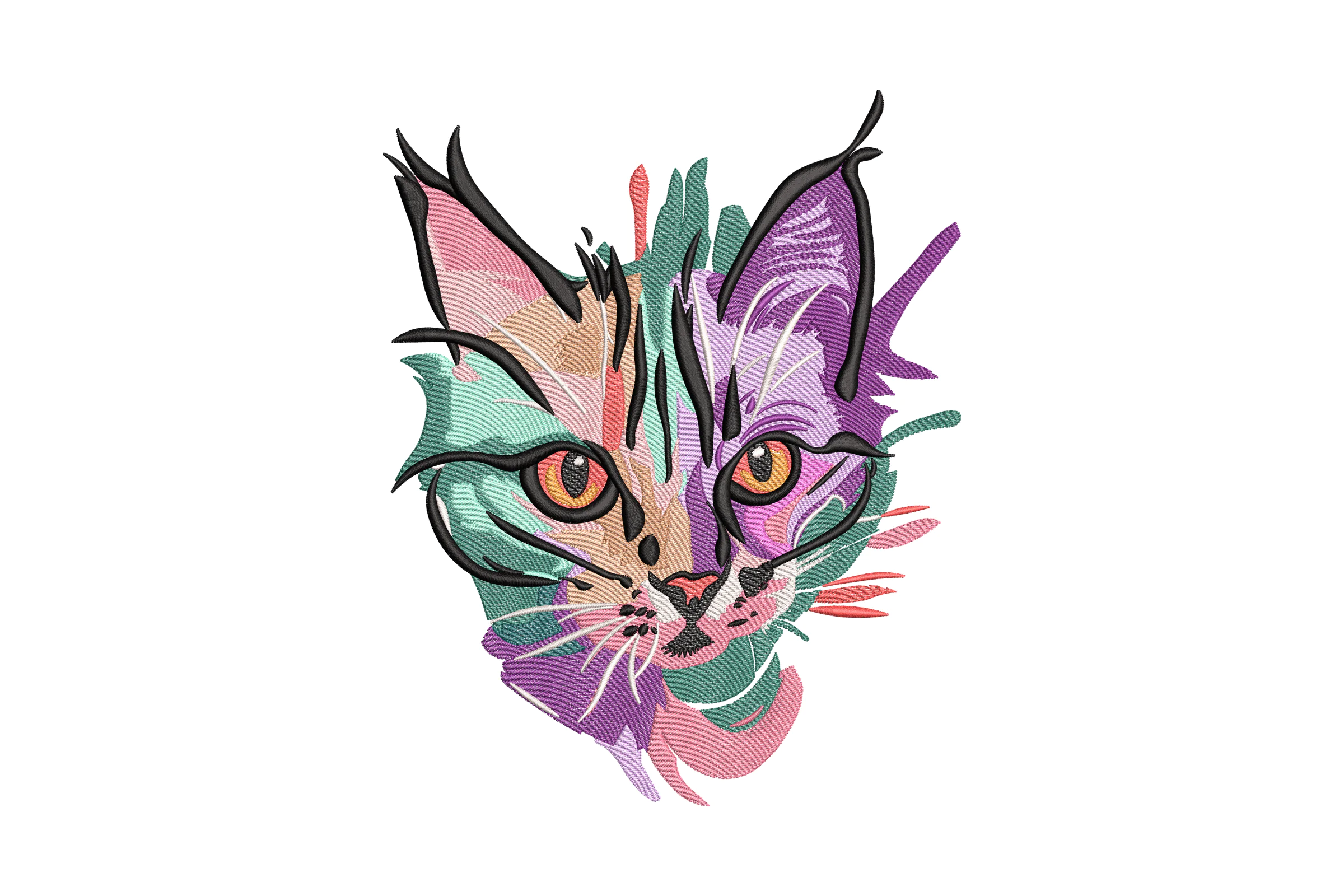 Colorful Cat Machine Embroidery Design