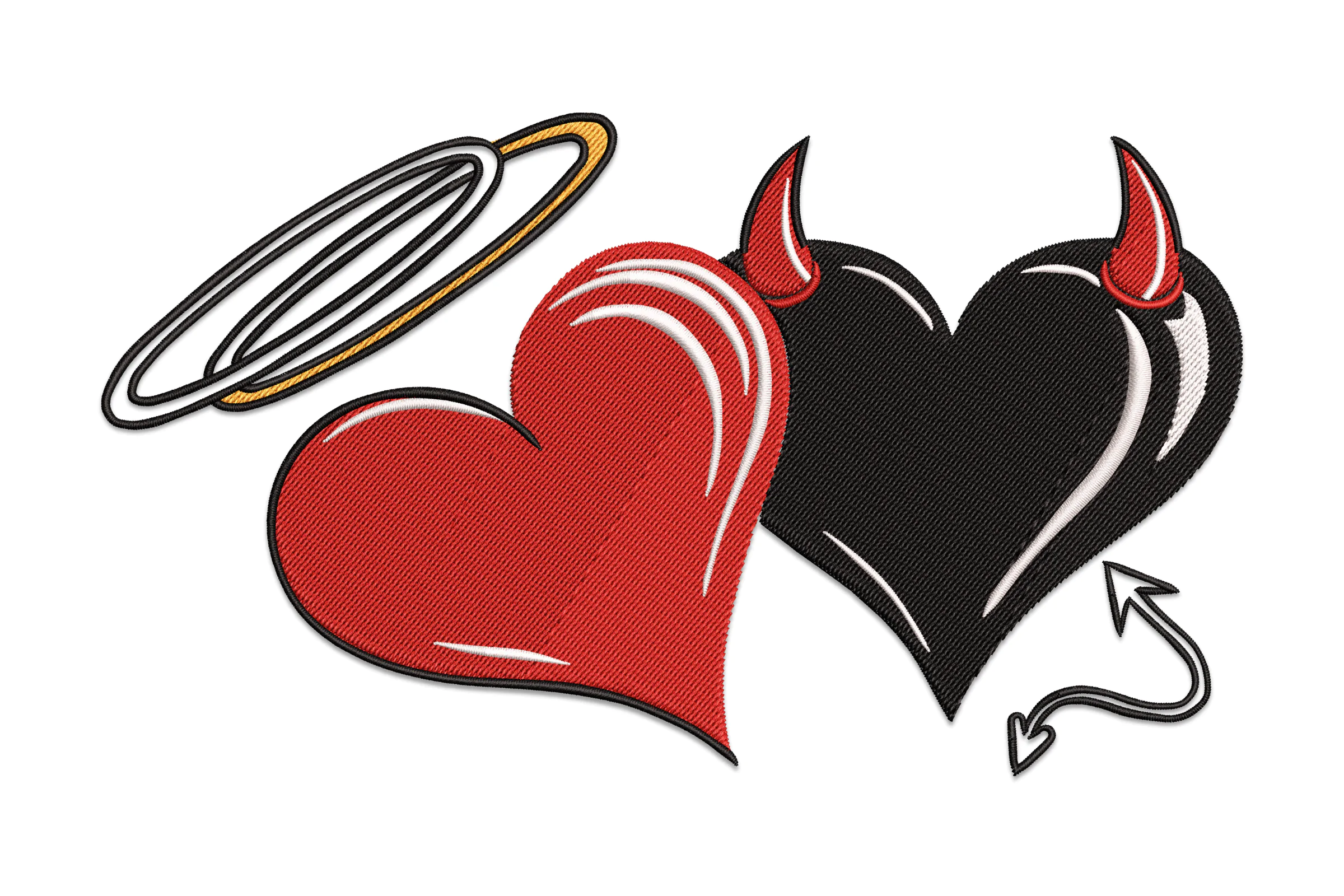 Angel and Devil Heart Machine Embroidery Design