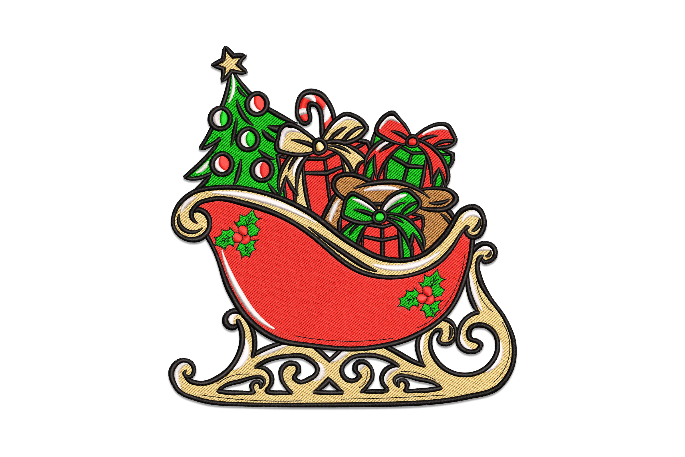 Christmas Santa Claus Sleigh Embroidery Design