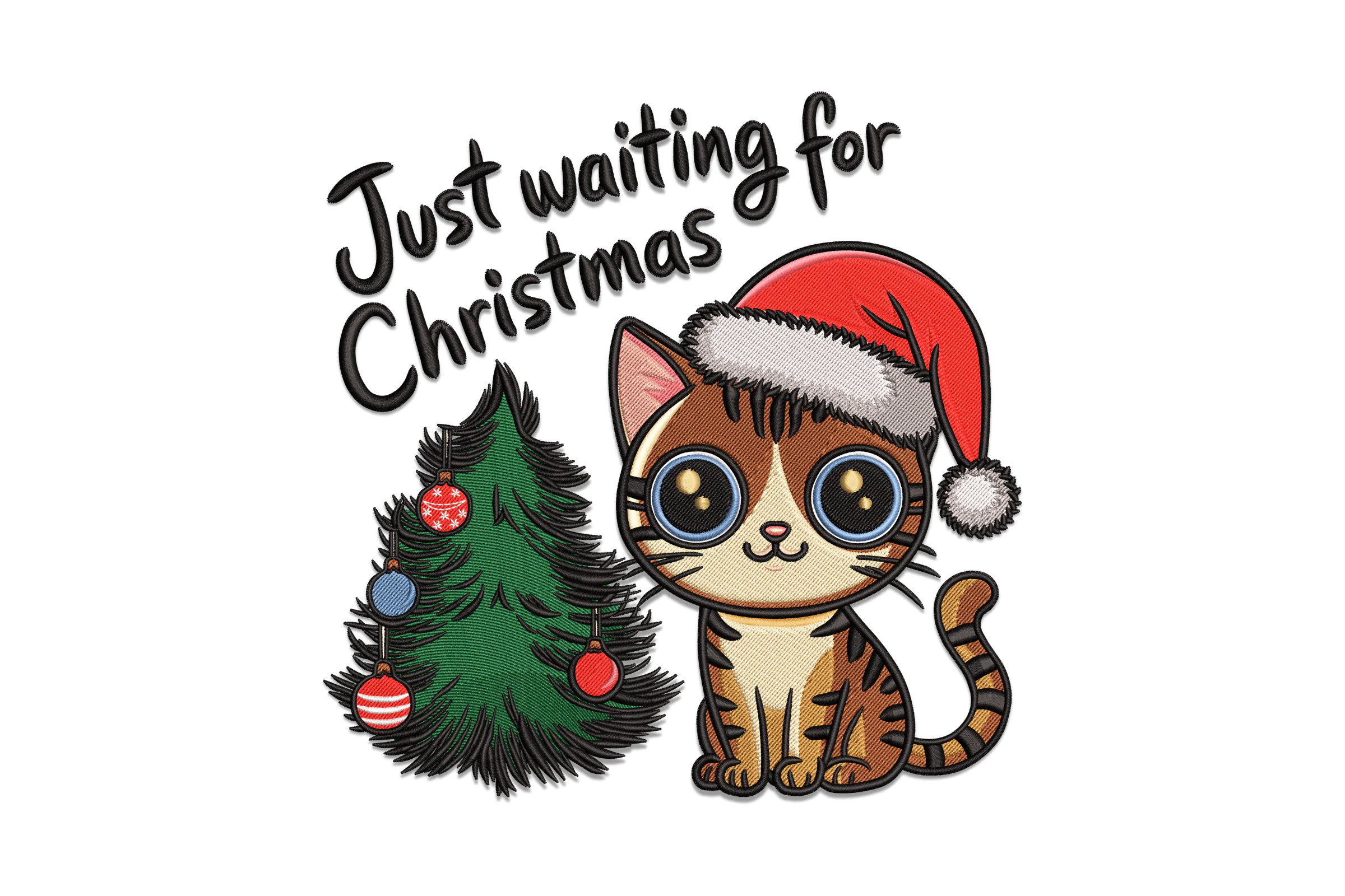 Just Waiting For Christmas Embroidery Design