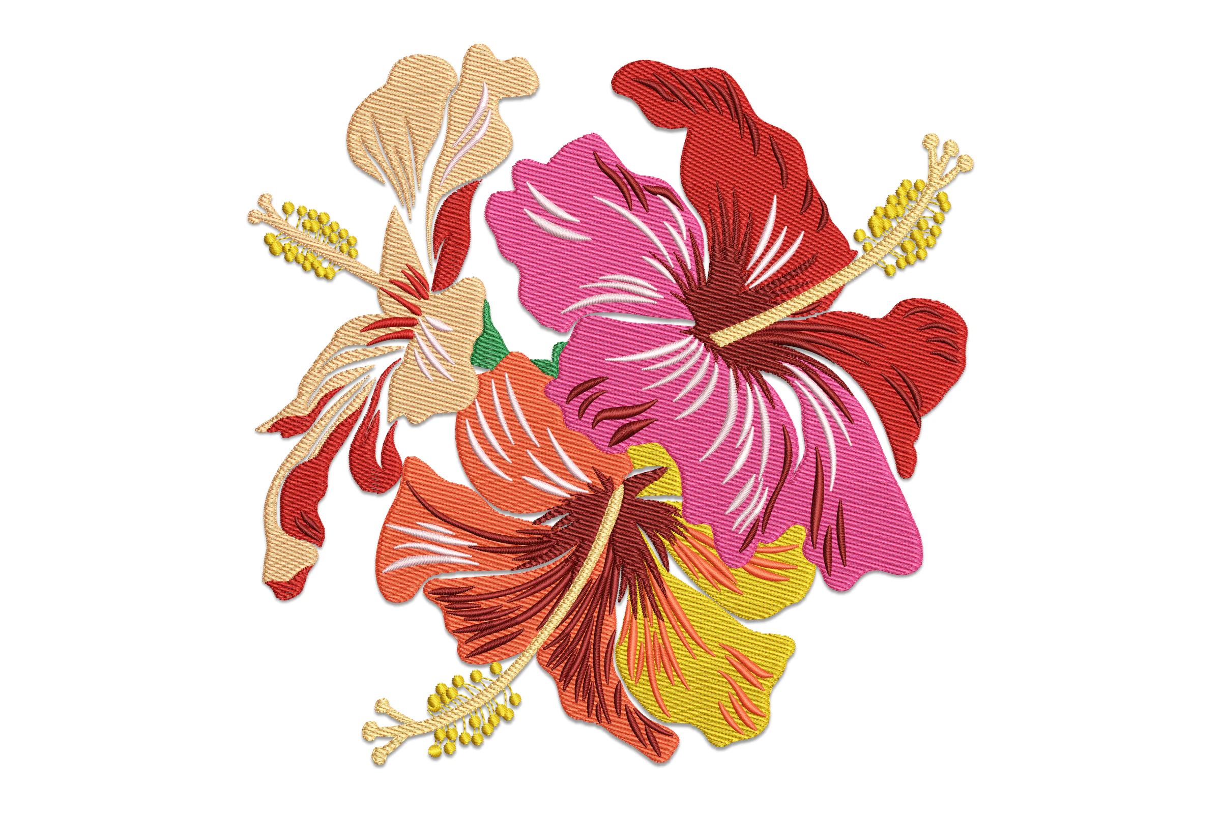 Hibiscus Silhouette Flower Embroidery Design