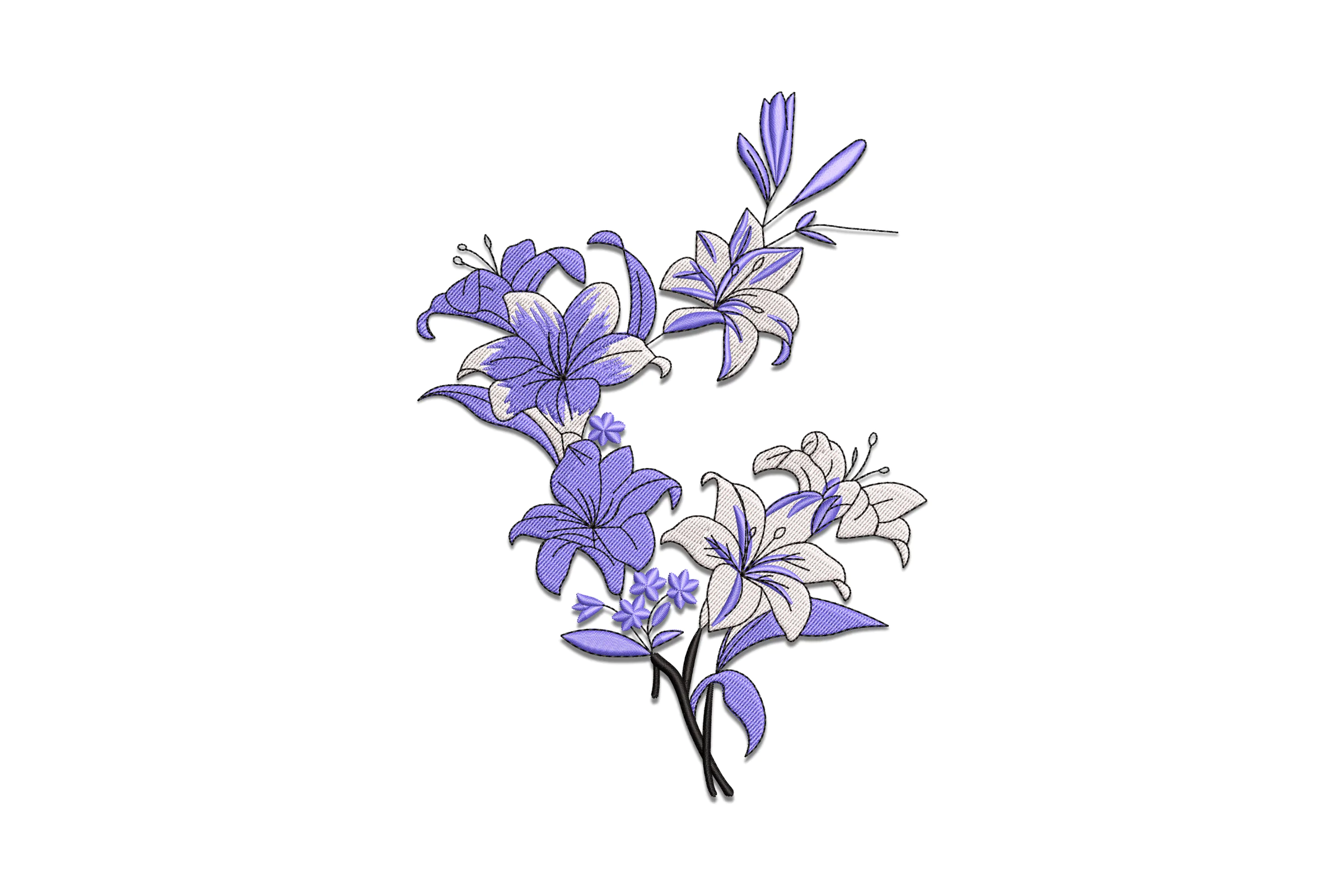 Purple Lily Flower Embroidery Design