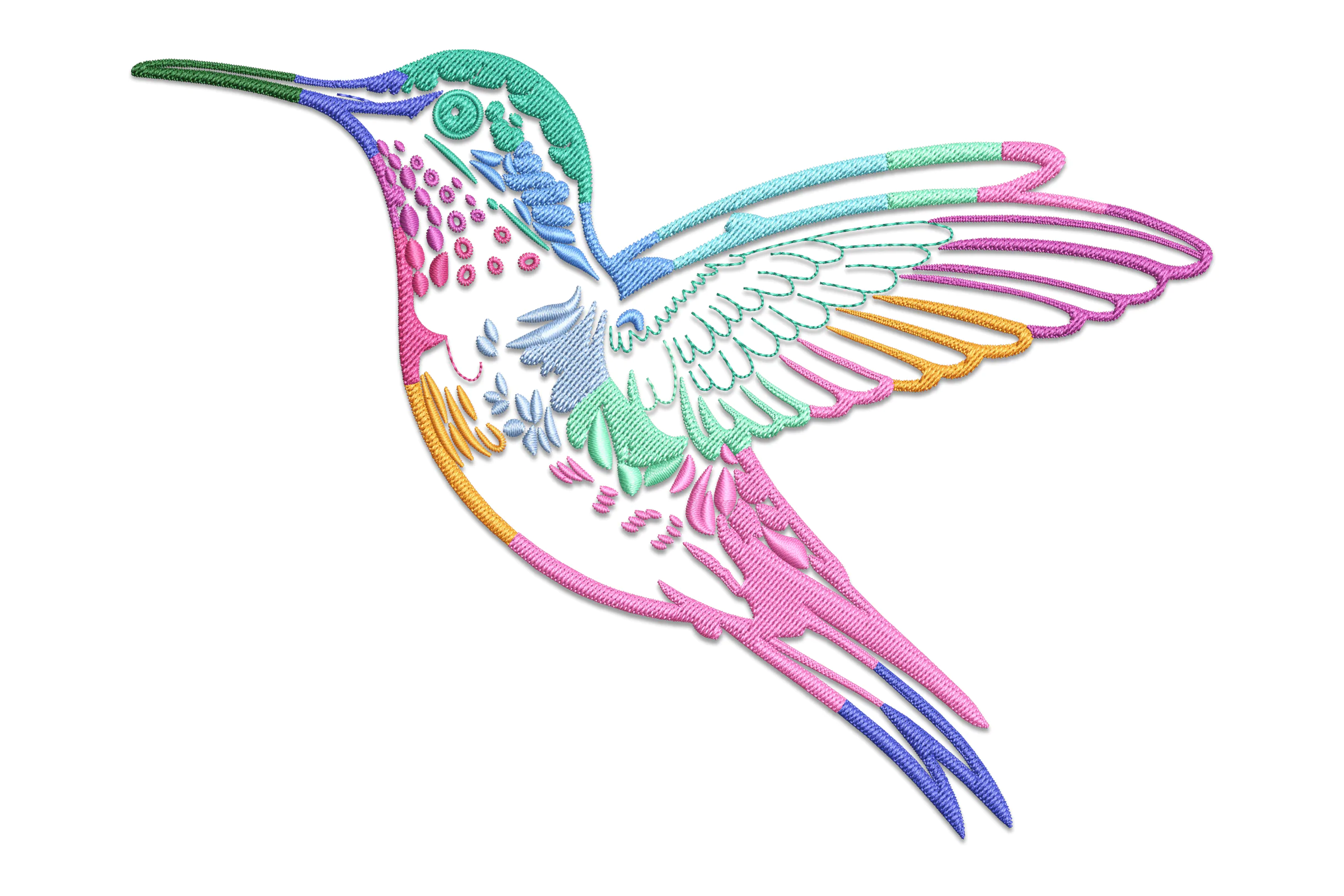 Hummingbird Line Art Embroidery Design