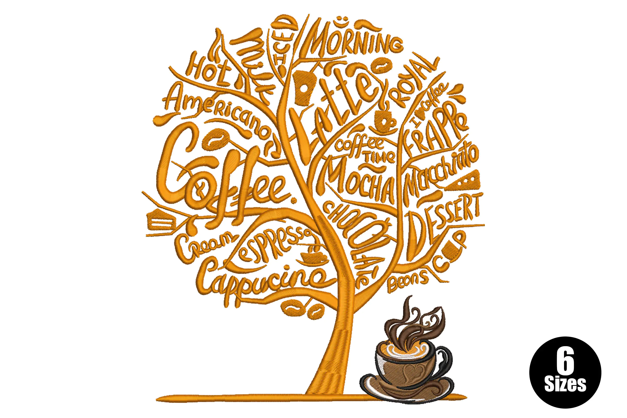Coffee Tree Embroidery Design