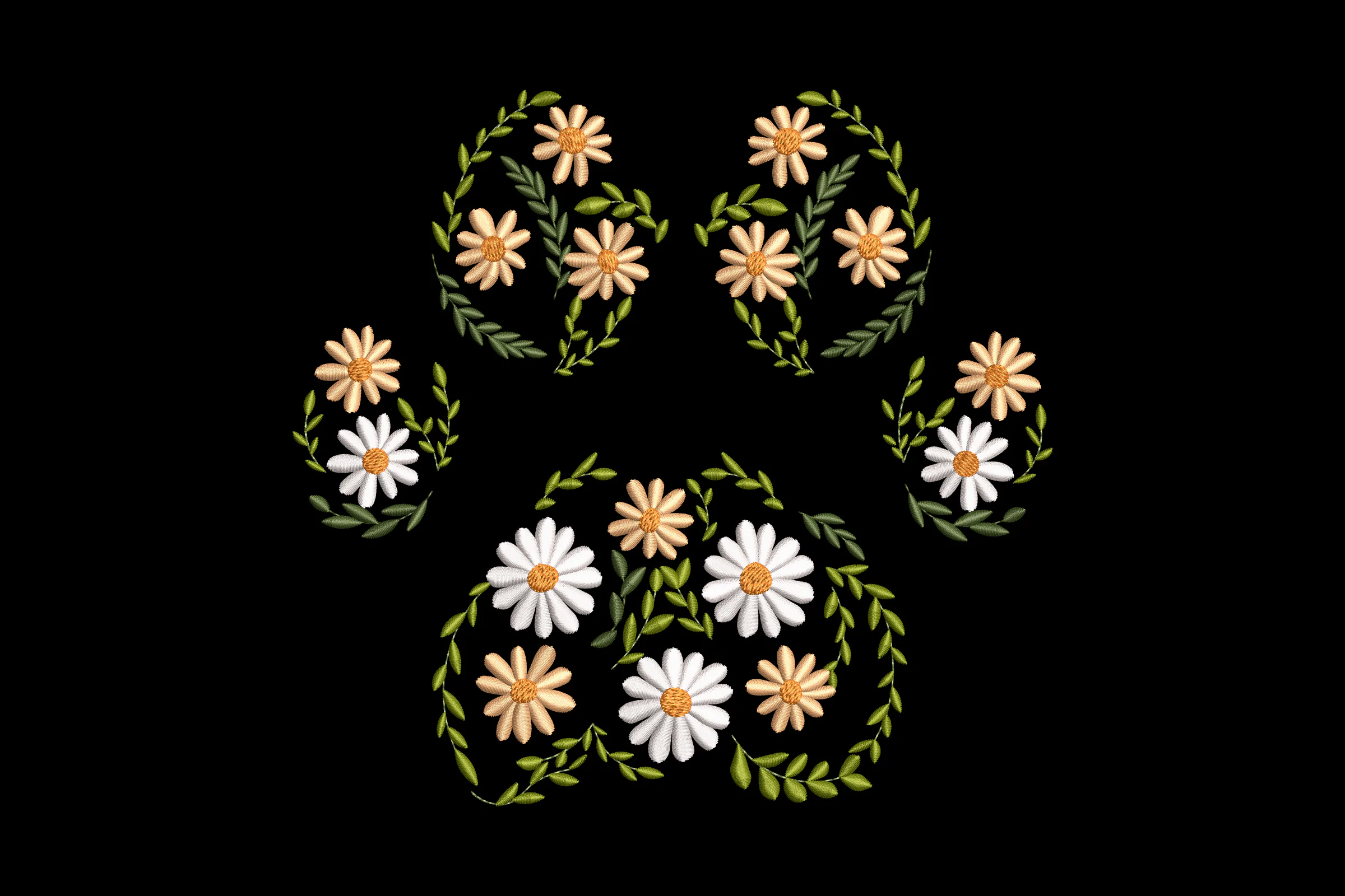 White Chamomile Flowers Embroidery Design