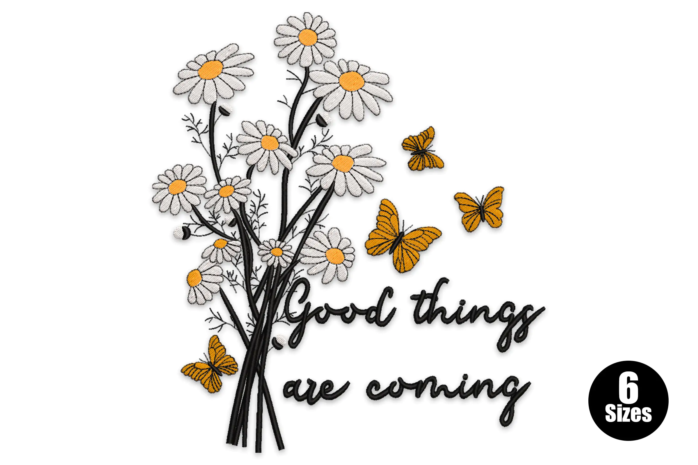 Daisy with Positive Quote Embroidery Design