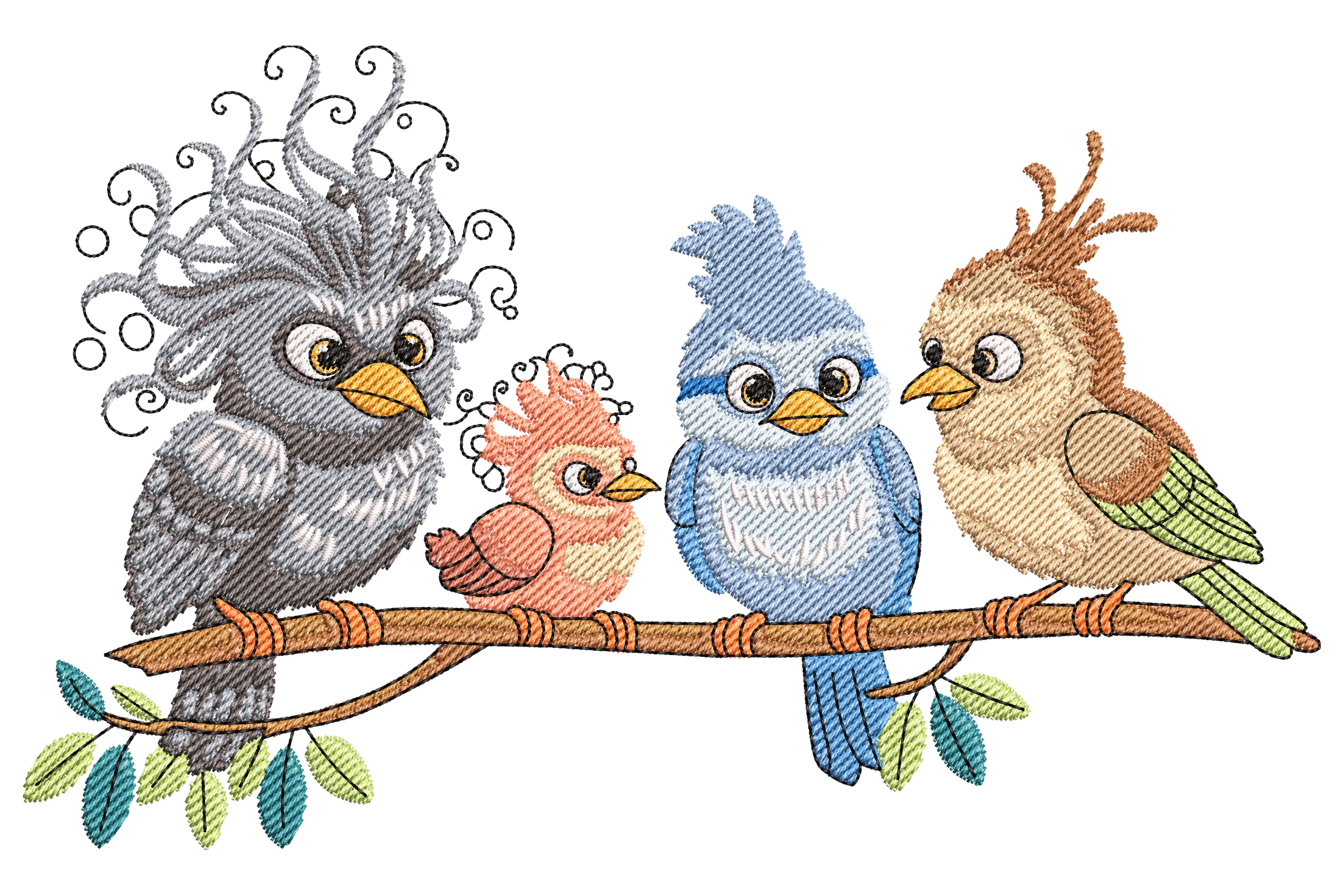 Bird Family Embroidery Design