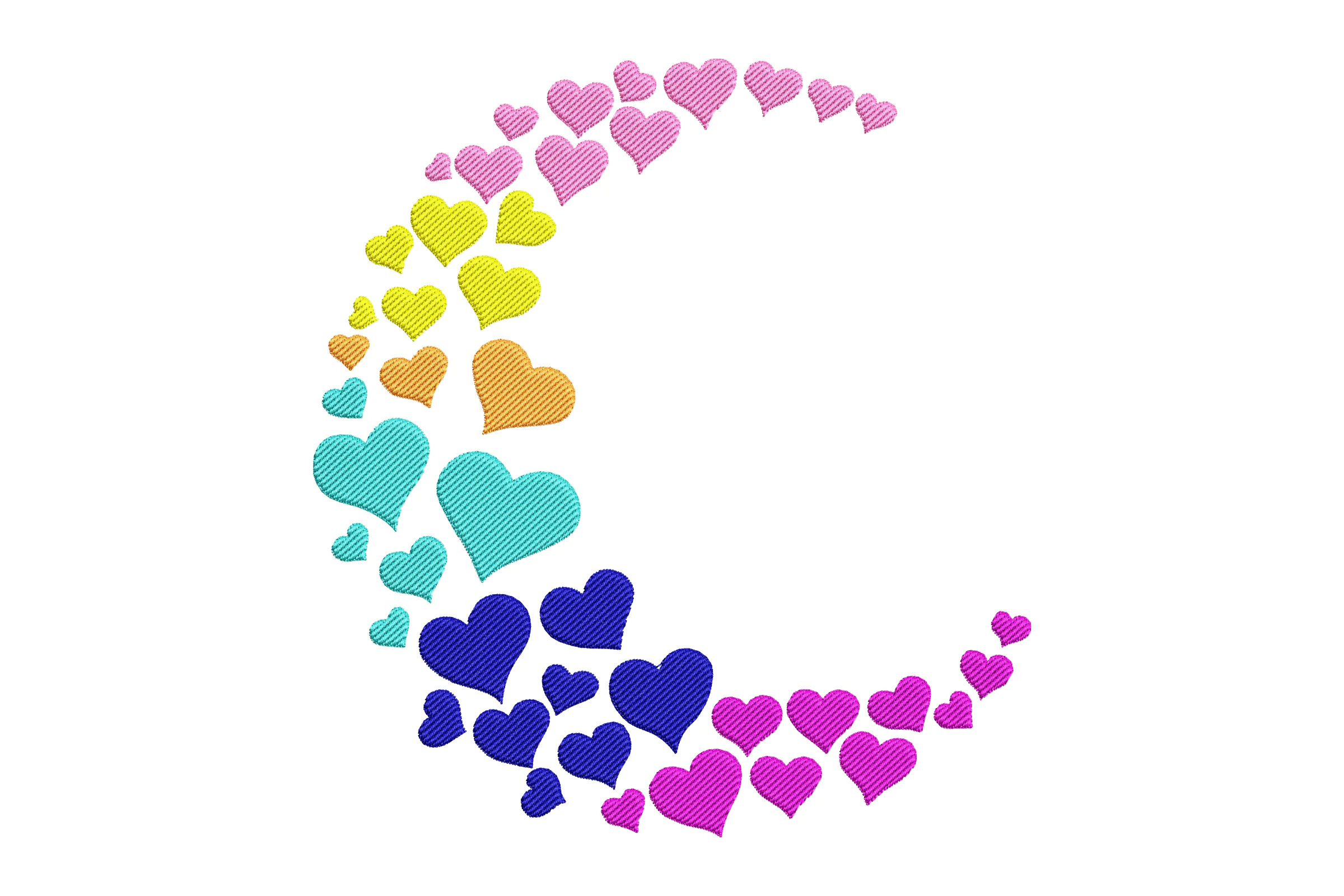 Colorful Hearts Embroidery Design