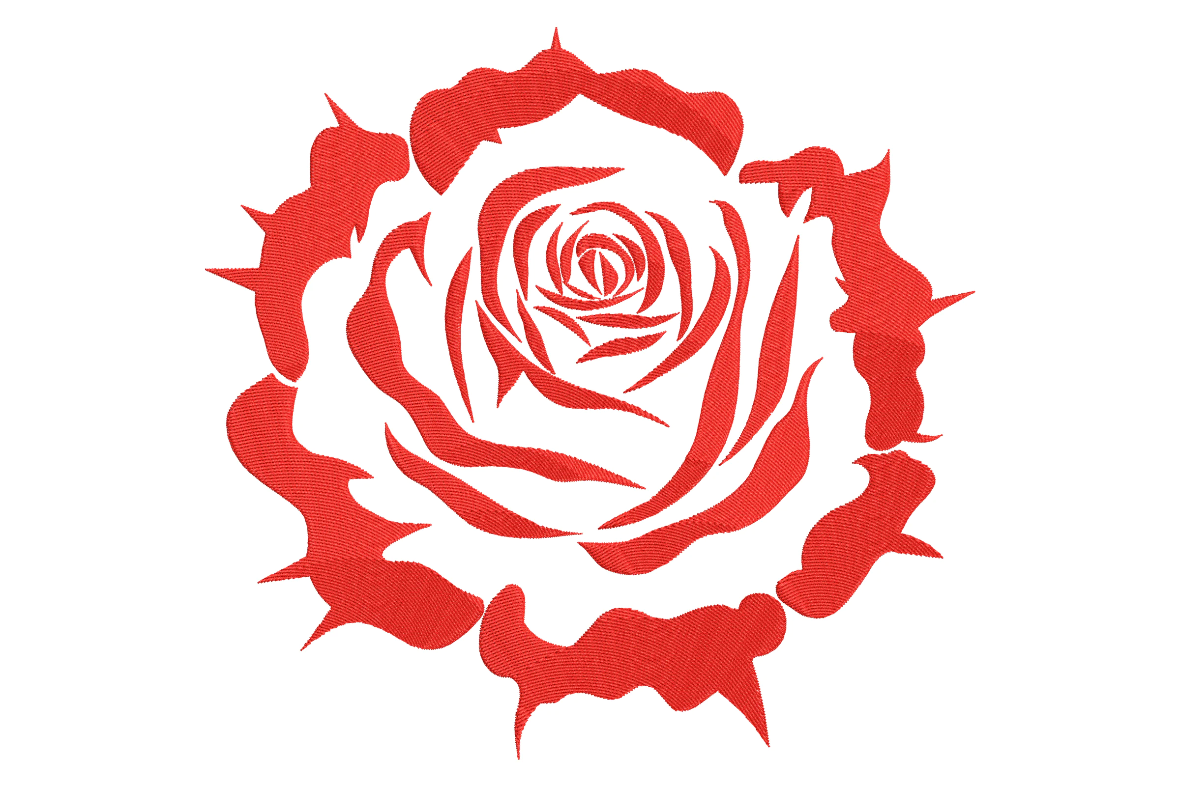 Red Rose Outline Embroidery Design Pattern