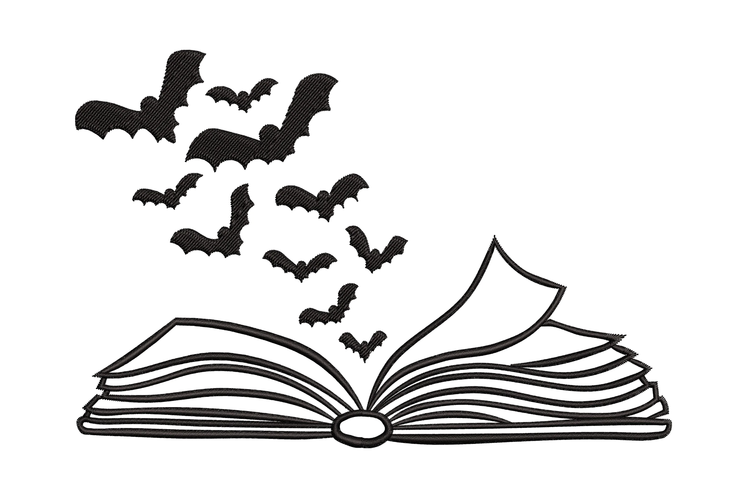Flying Bats from Book Embroidery Design