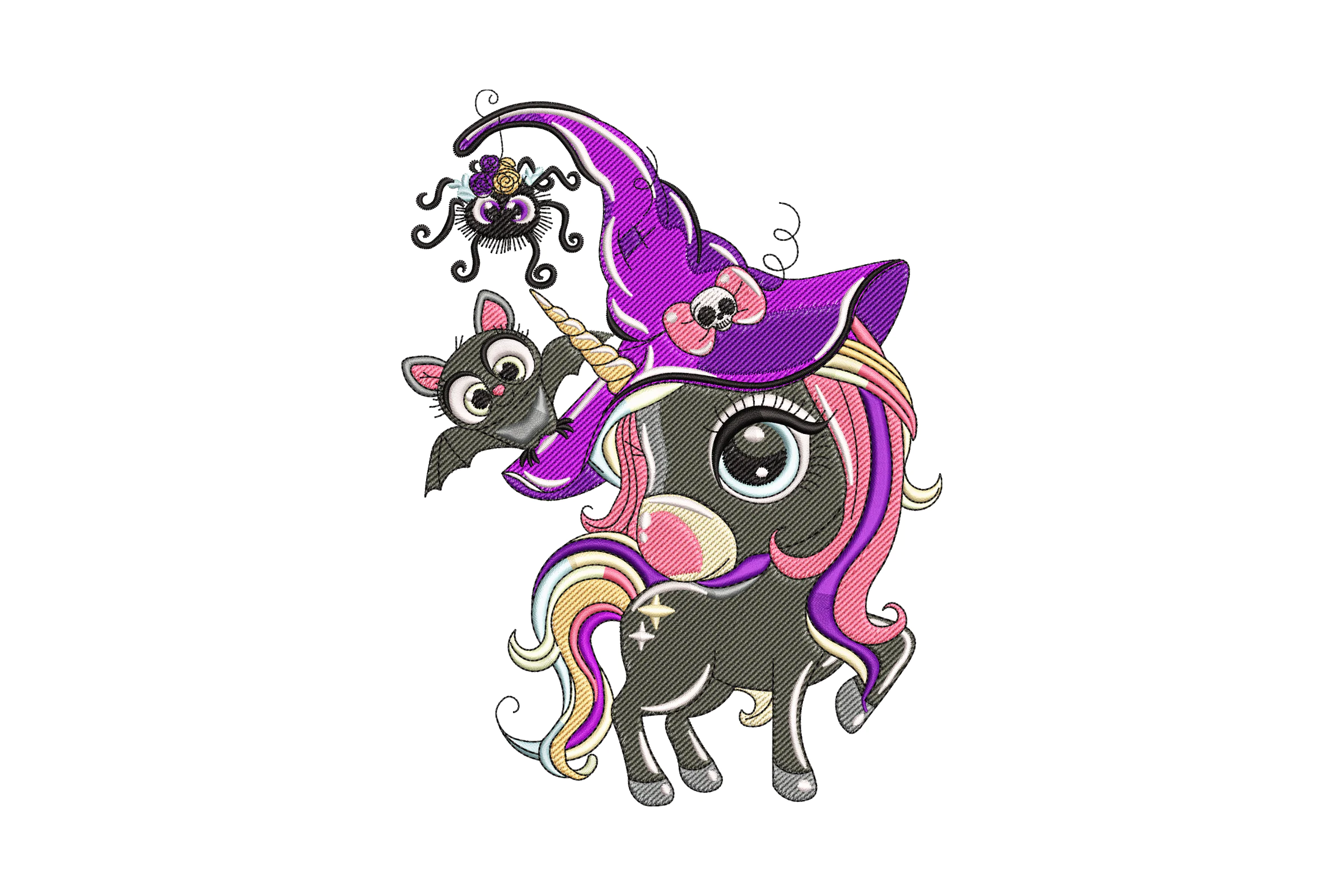 Halloween Unicorn Witch Embroidery Design