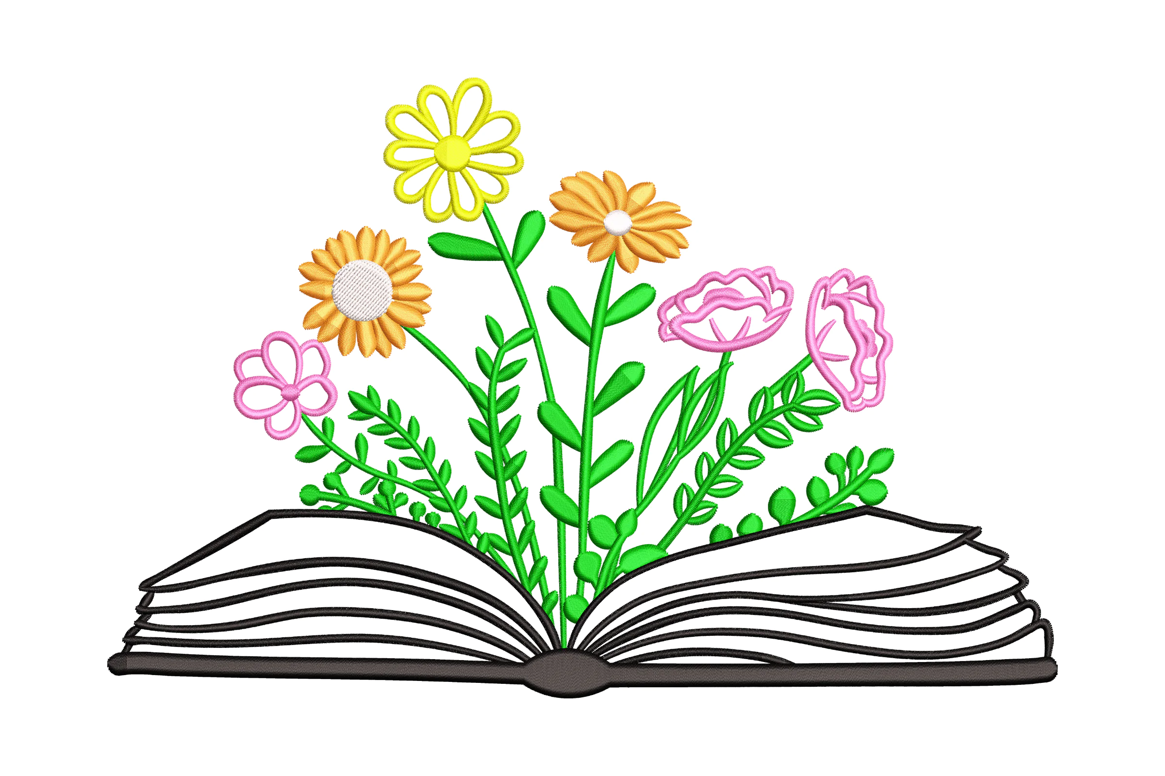 Book Flowers Embroidery Designs