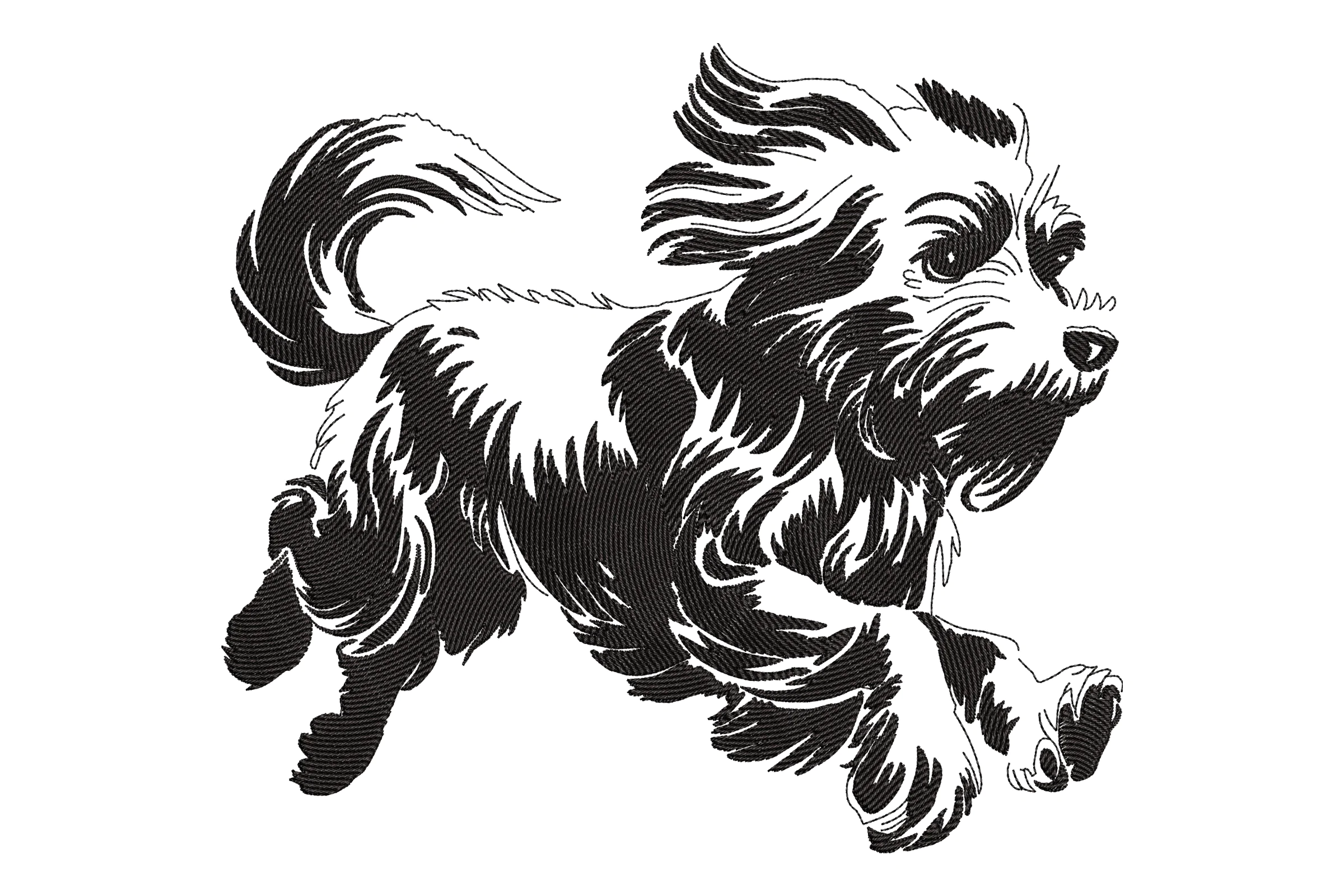 Playful Running Dog Embroidery Design