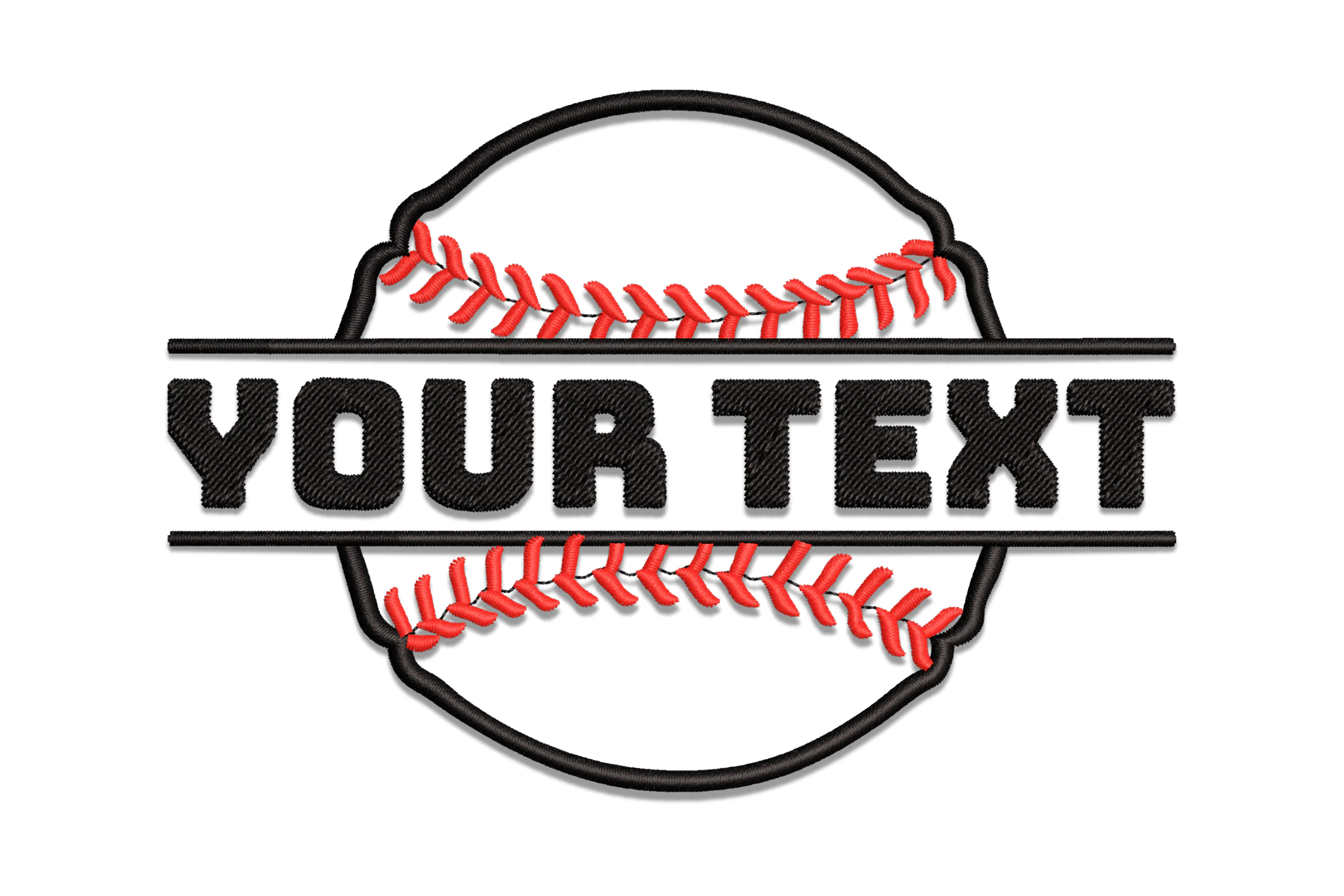 Split Baseball Embroidery Design