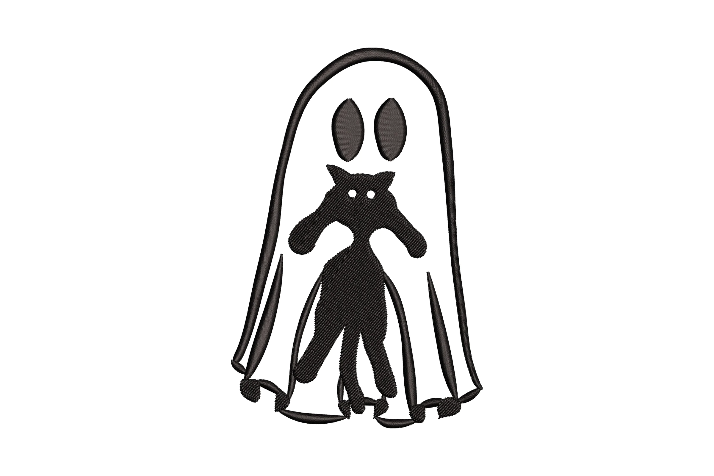 Ghost with Cat Embroidery Design