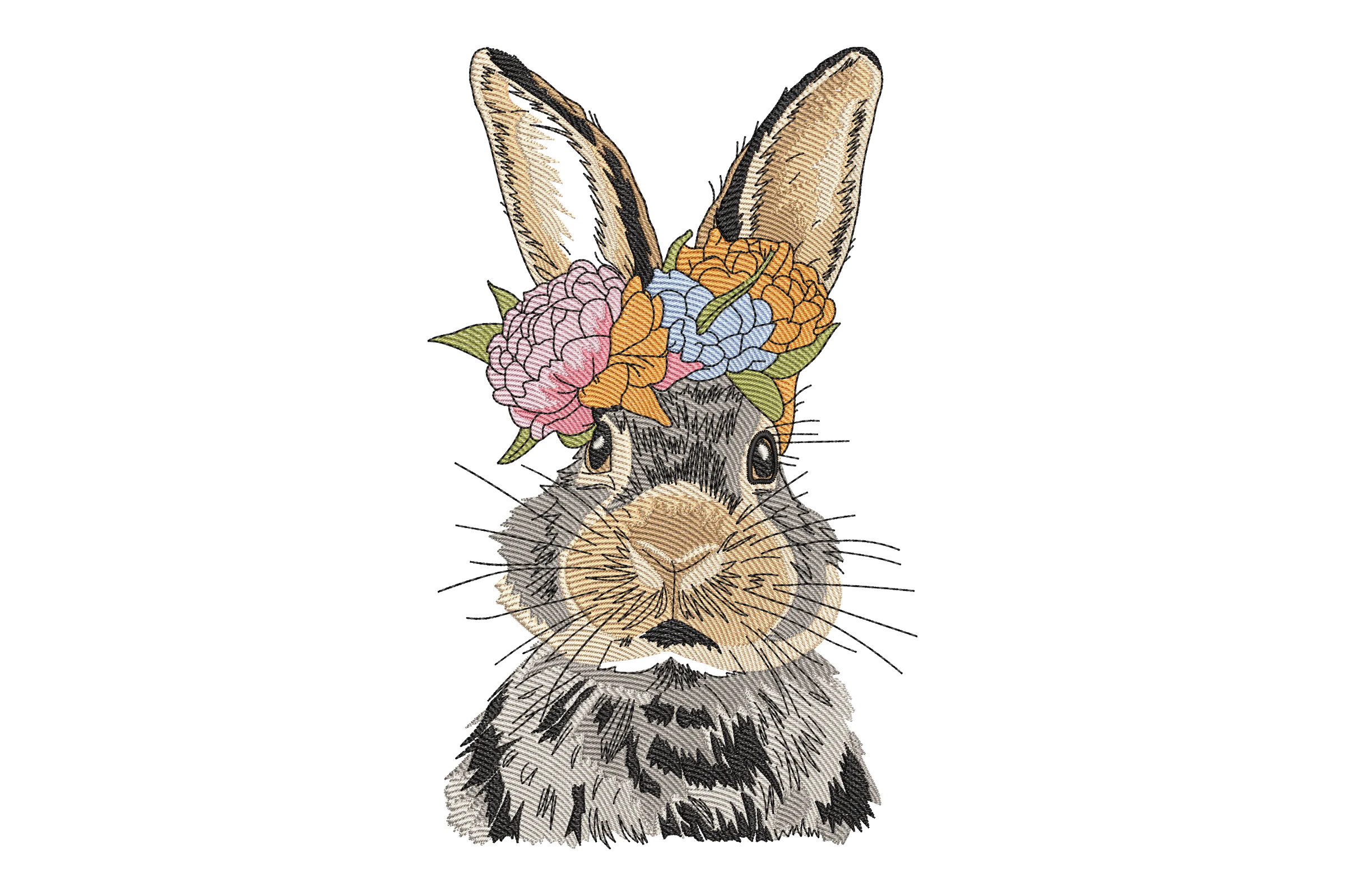 Floral Bunny Embroidery Design File