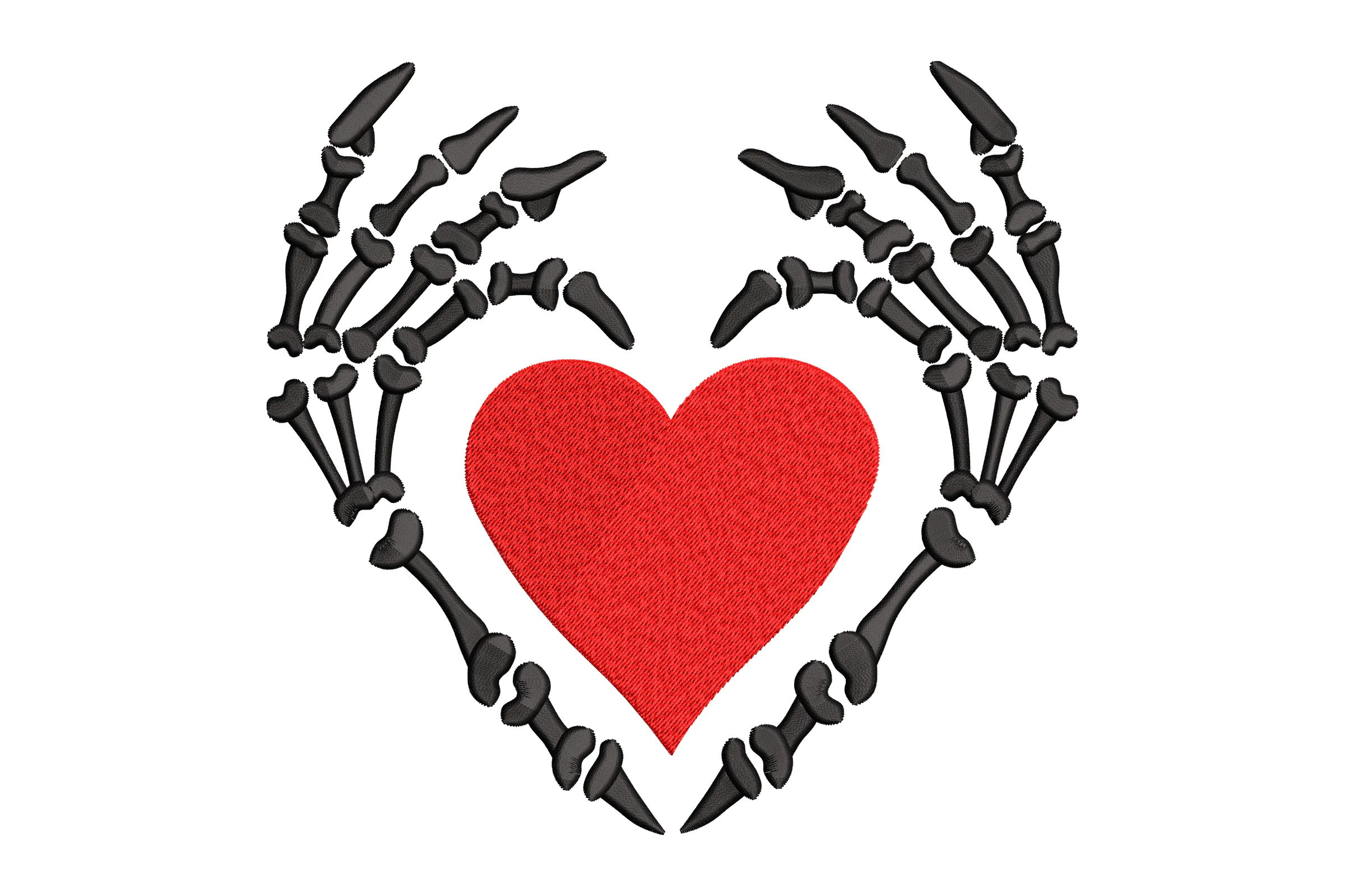 Skeleton Hand Heart Embroidery Design
