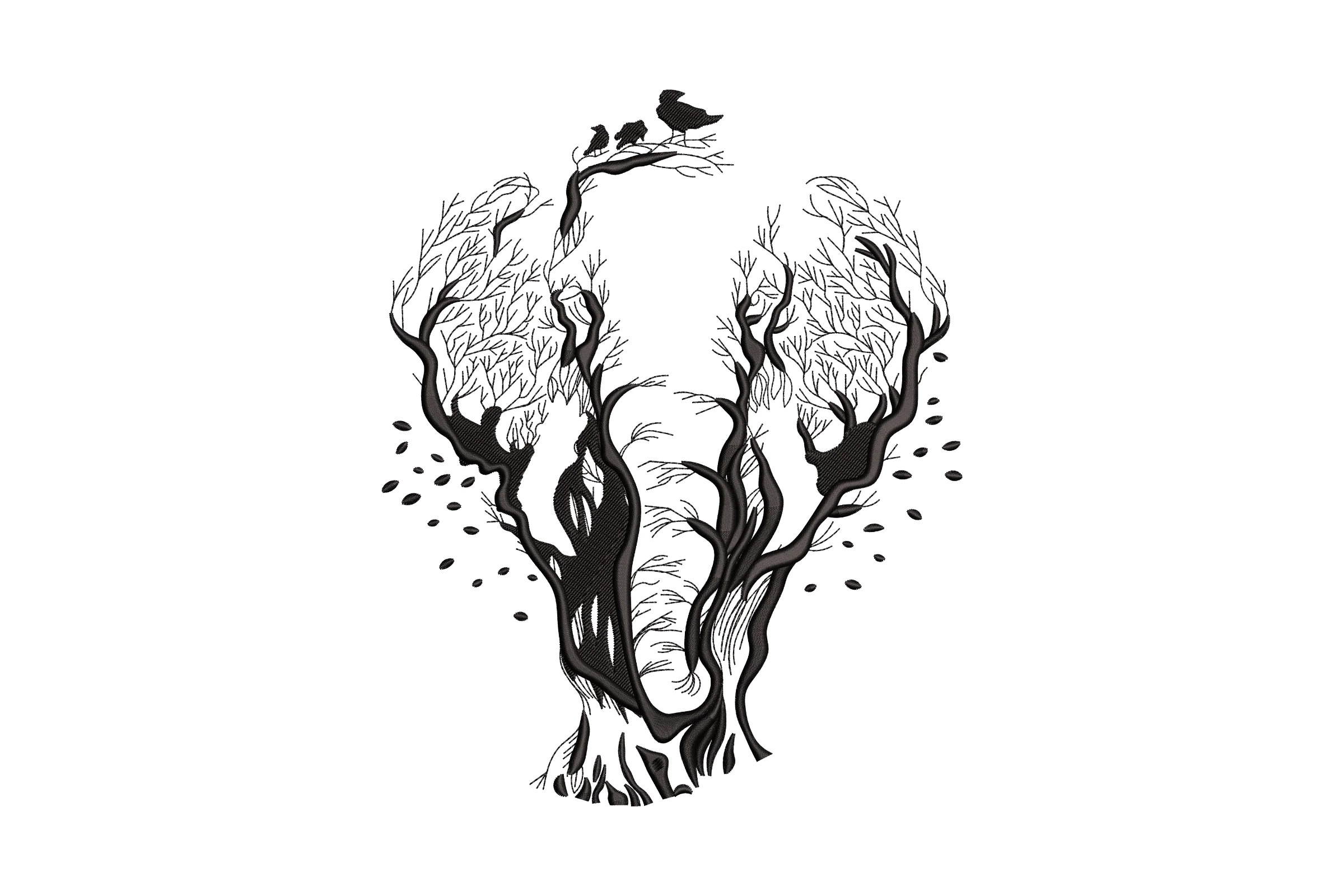 Elephant Tree Optical Illusion Embroidery Design
