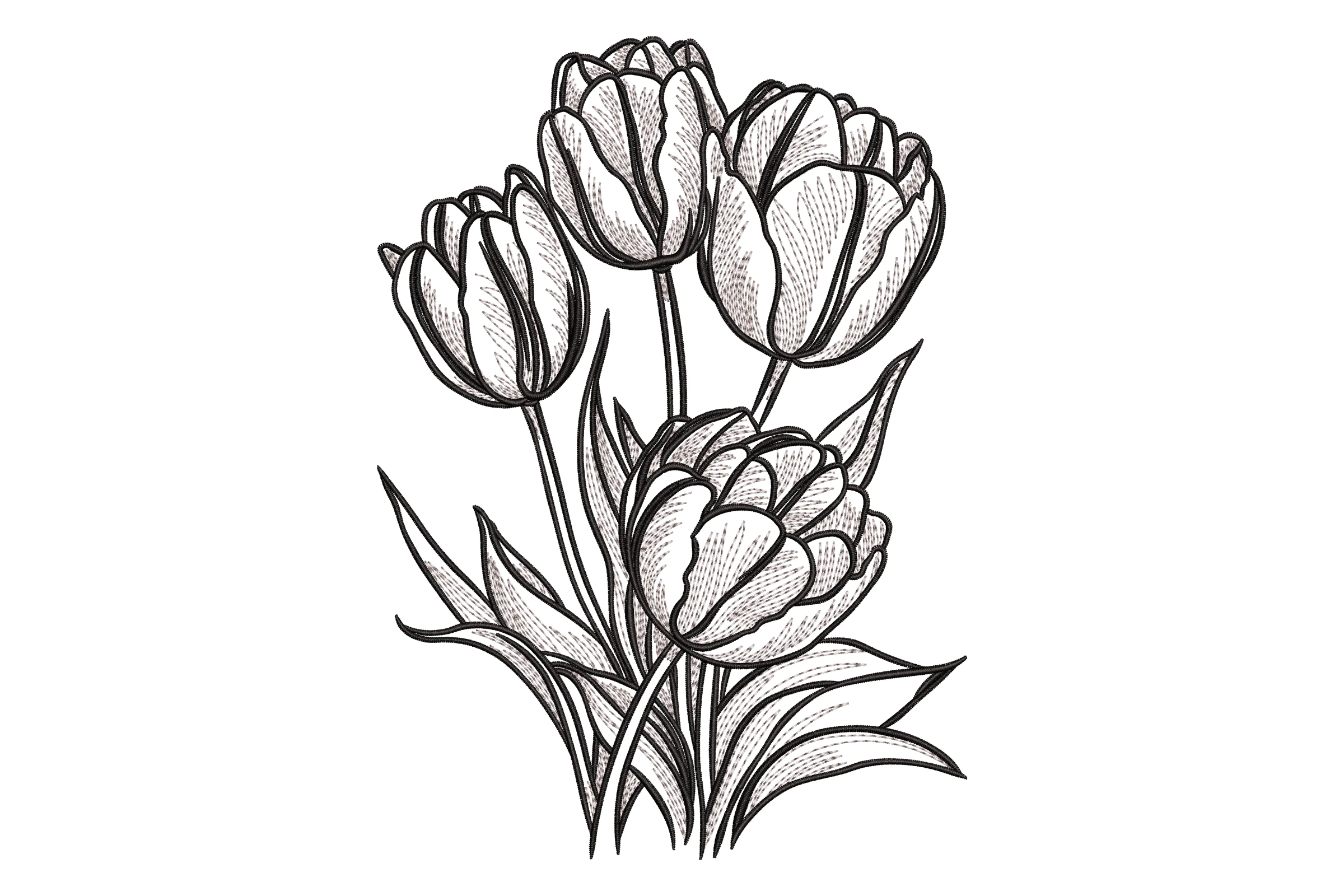 Tulip Bouquet Embroidery Design