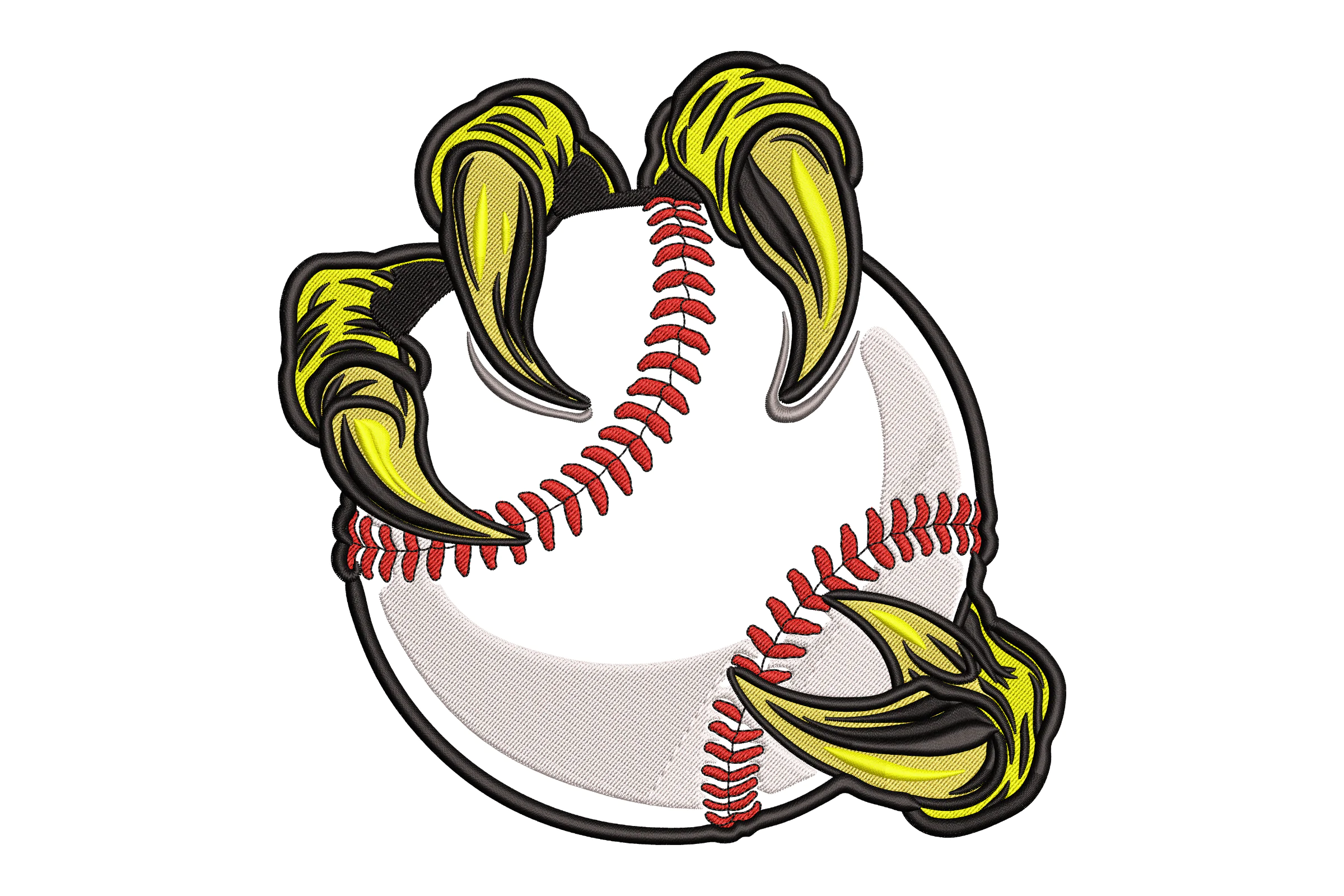 Baseball with Flames Embroidery Design
