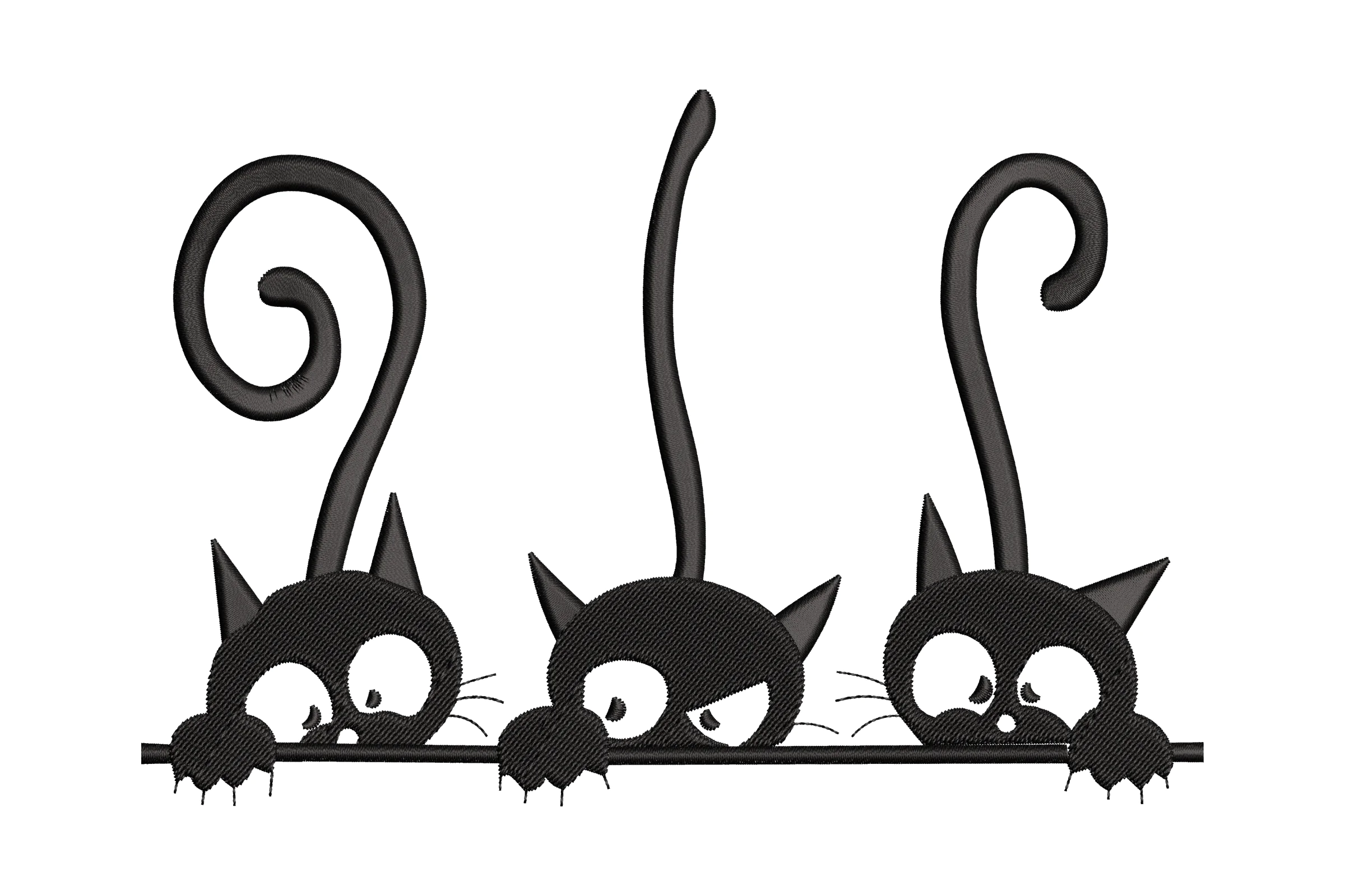 Three Black Cats Embroidery Design