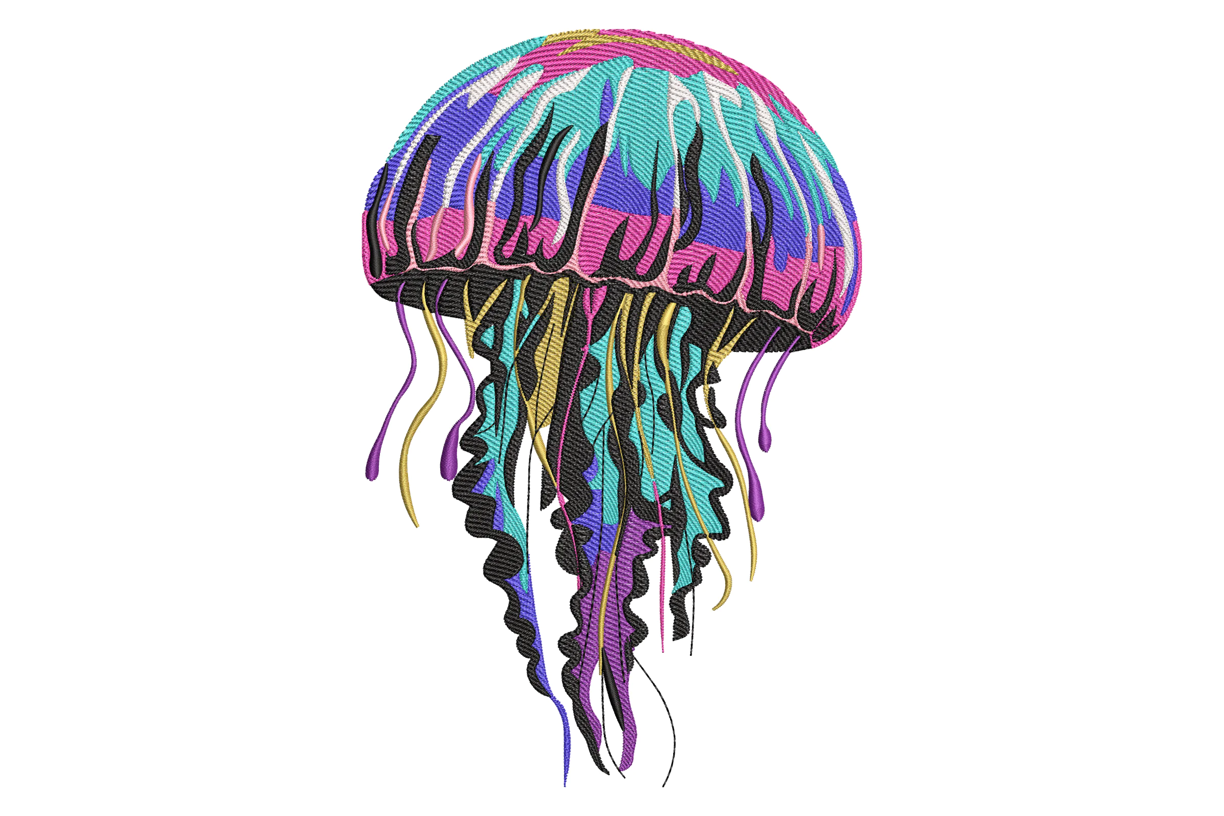 Colorful Jellyfish Embroidery Design File