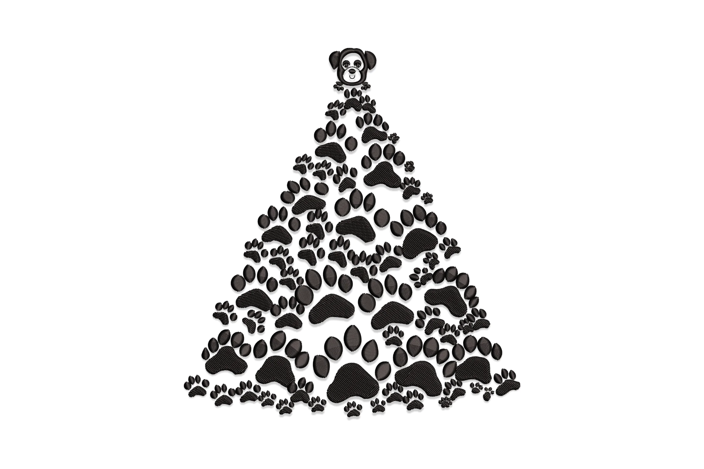 Christmas Dog Paw Tree Embroidery Design