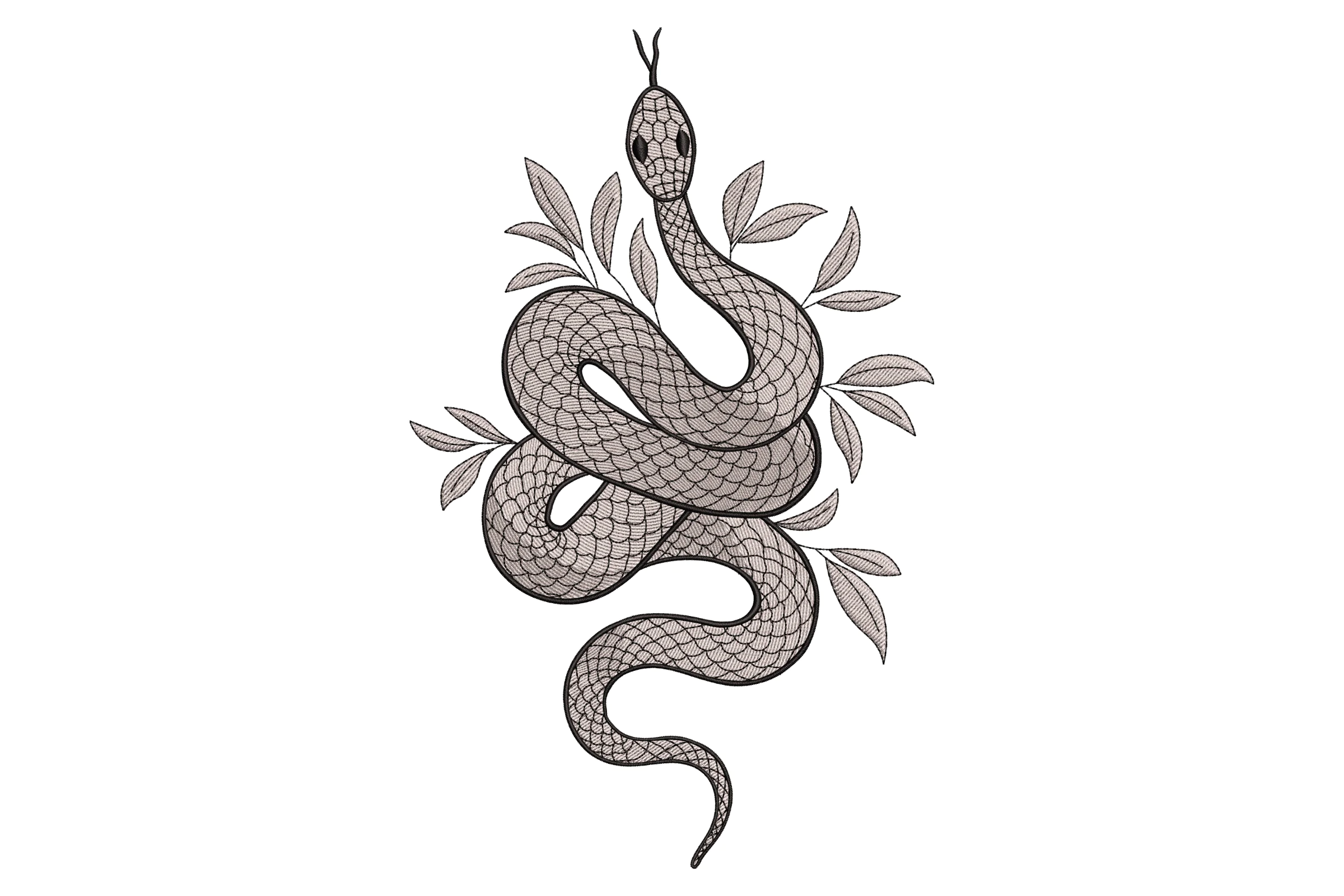 Snake & Leaves Embroidery Design