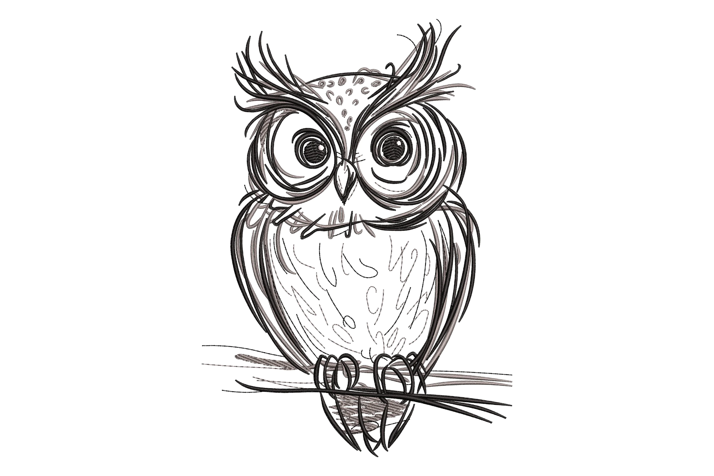 Owl Line Art Embroidery Design