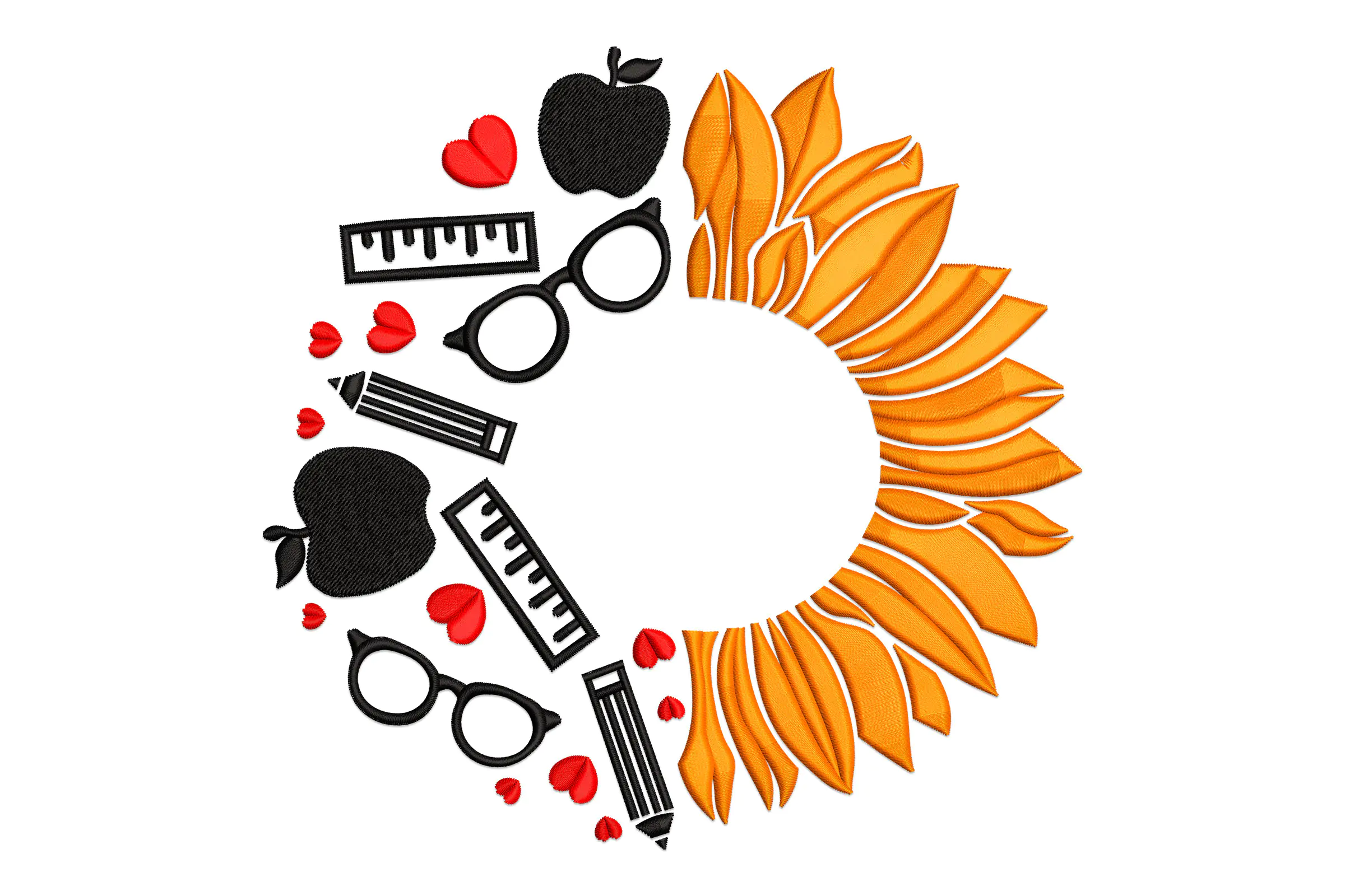 Teacher Sunflower Embroidery Design