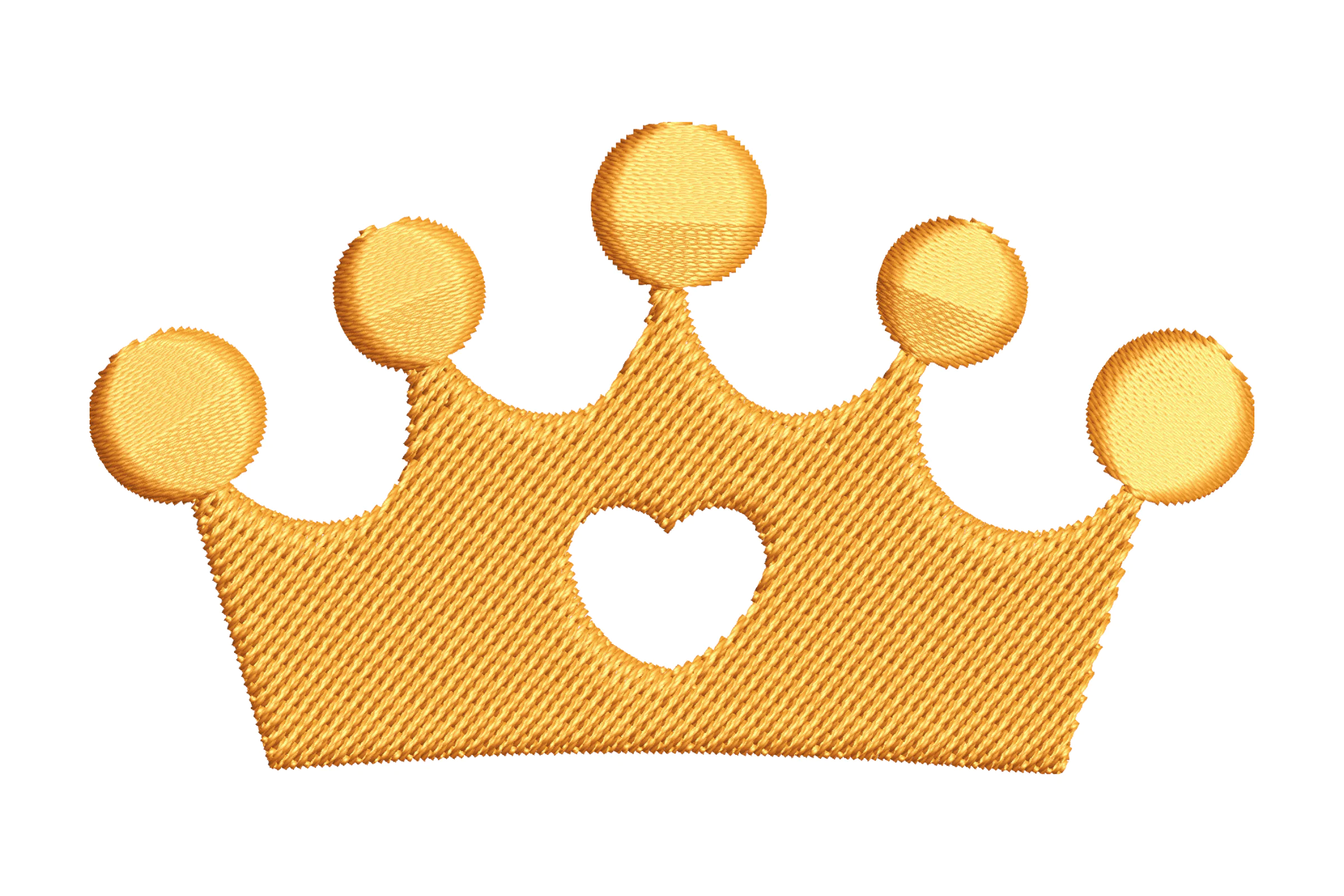 Golden Crown Embroidery Design with Heart