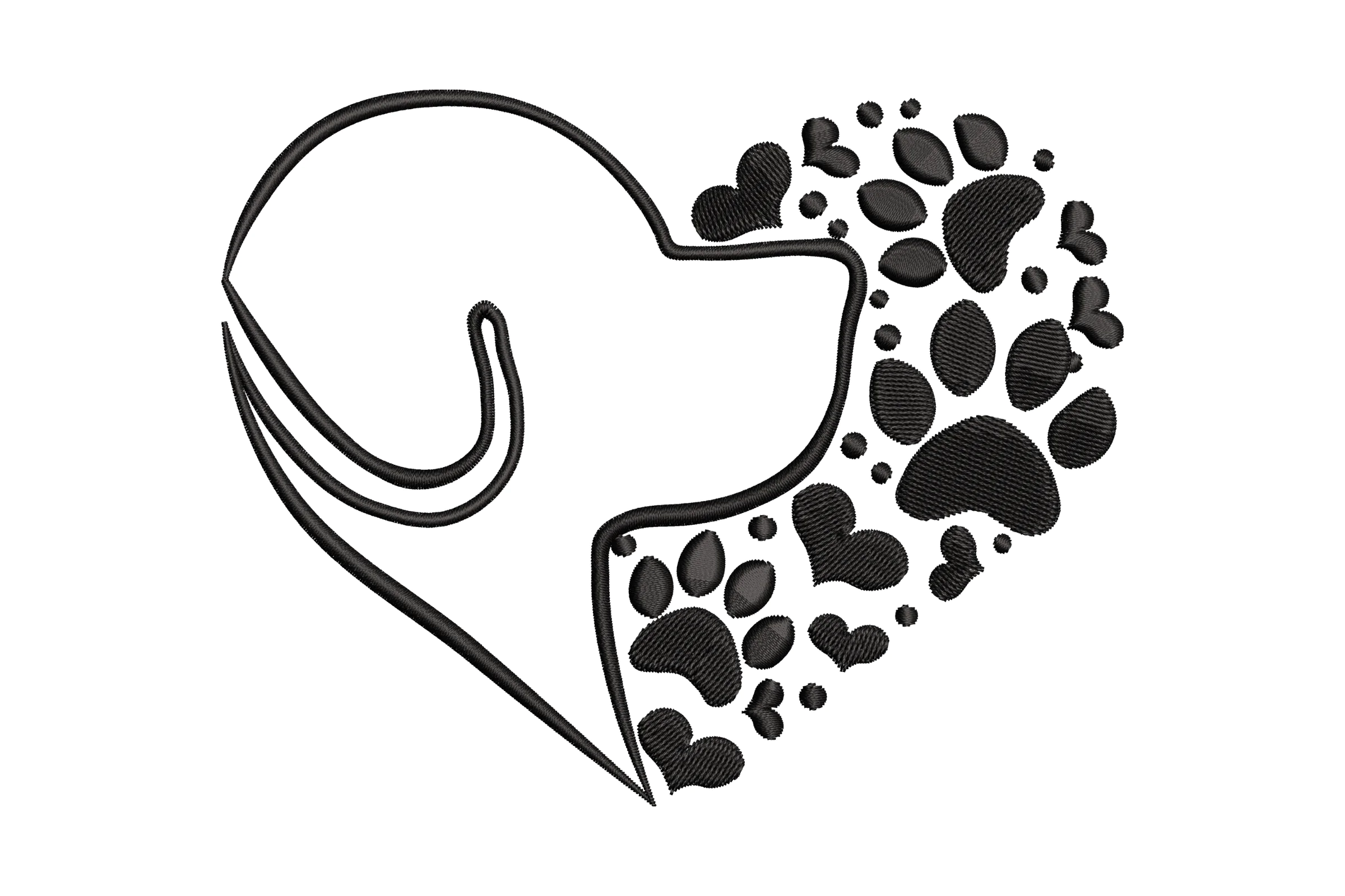 Heart with Dog Embroidery Design