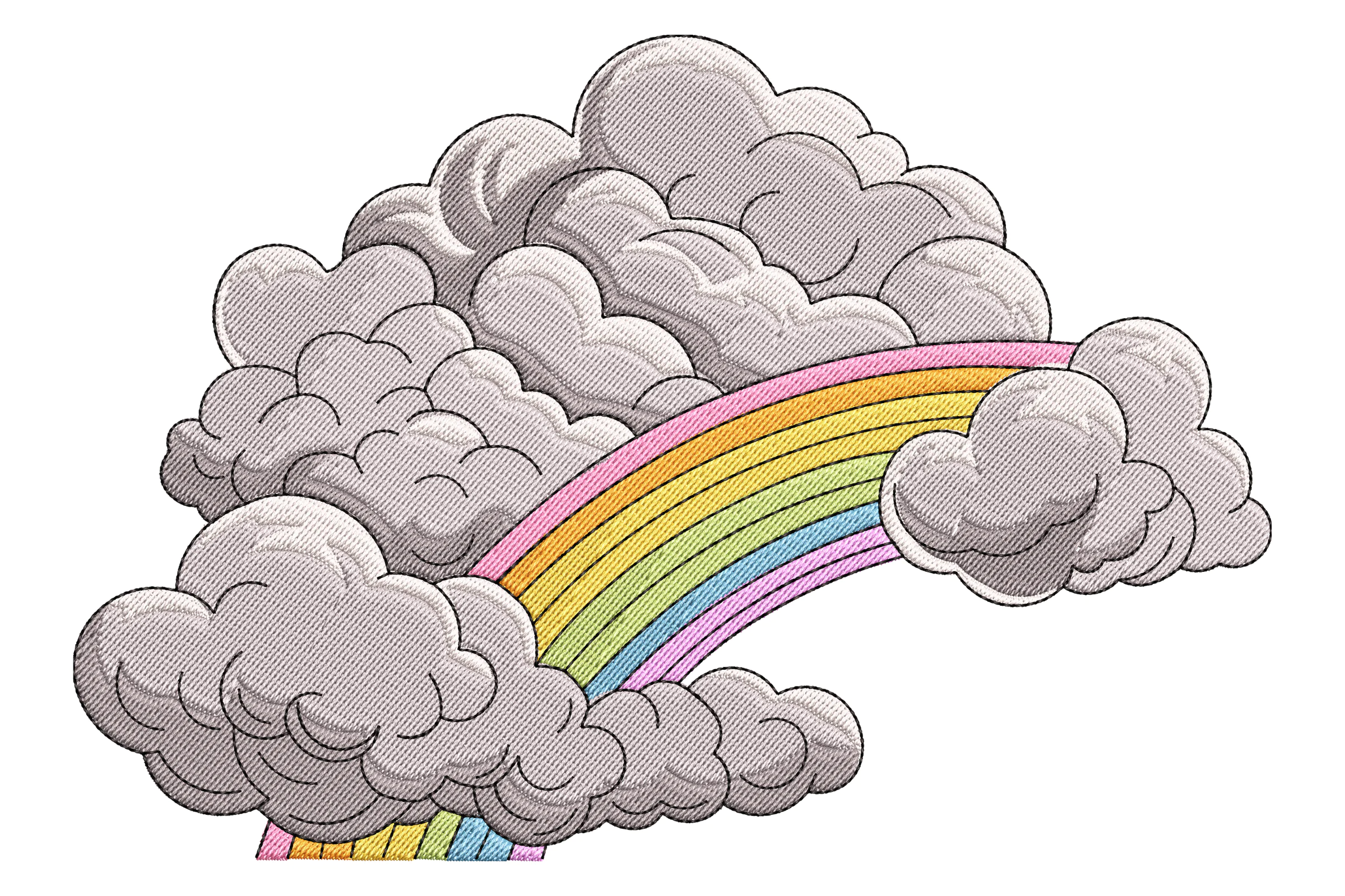 Rainbow Clouds Embroidery Design