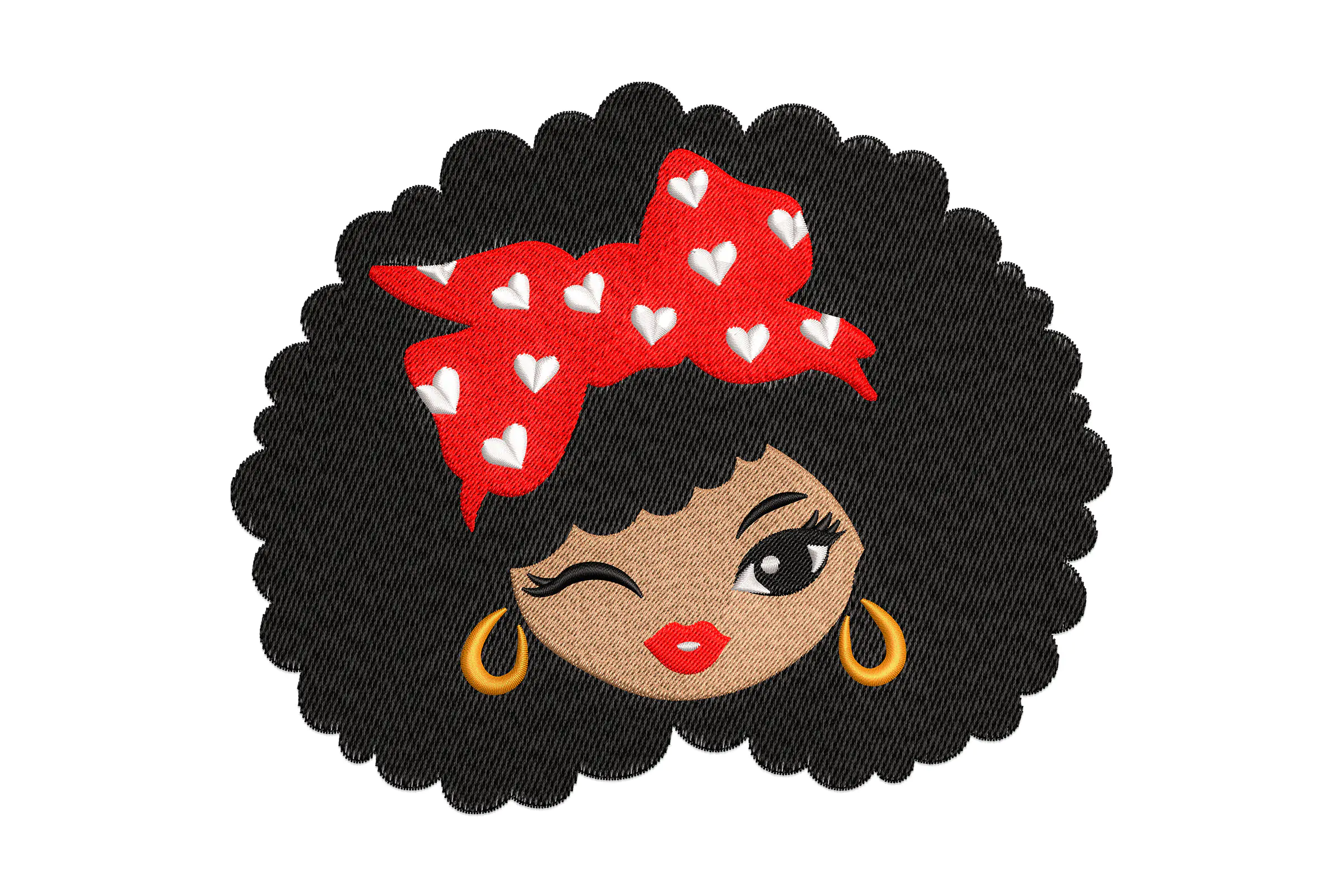 Afro Hair Girl Embroidery Design