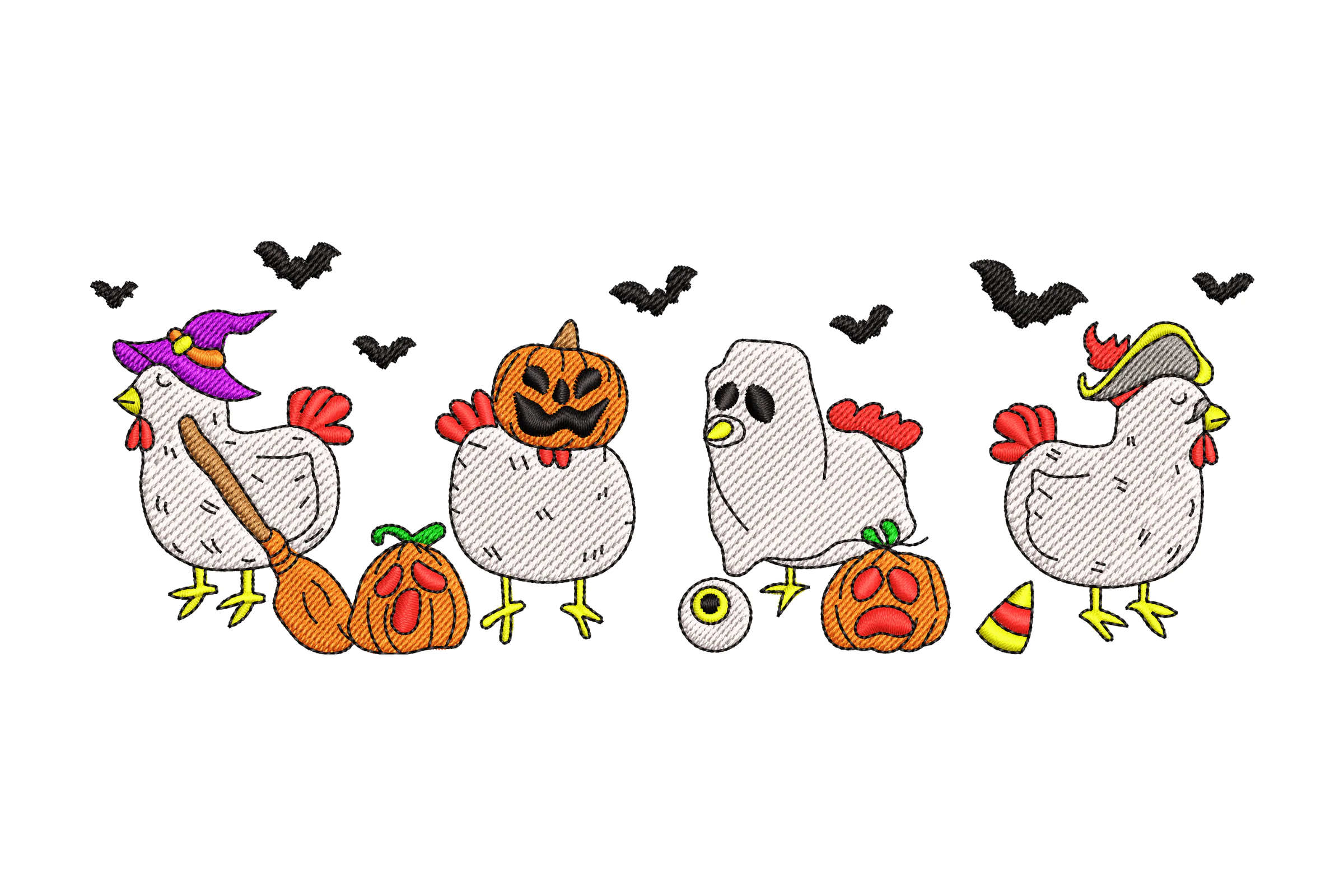 Ghost Chicken Embroidery Design