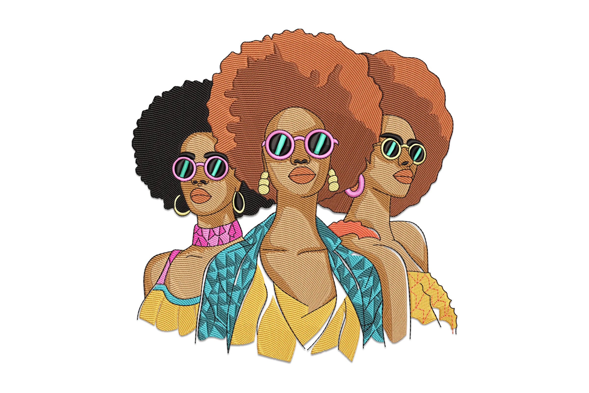 Afro Glasses Woman Embroidery Design