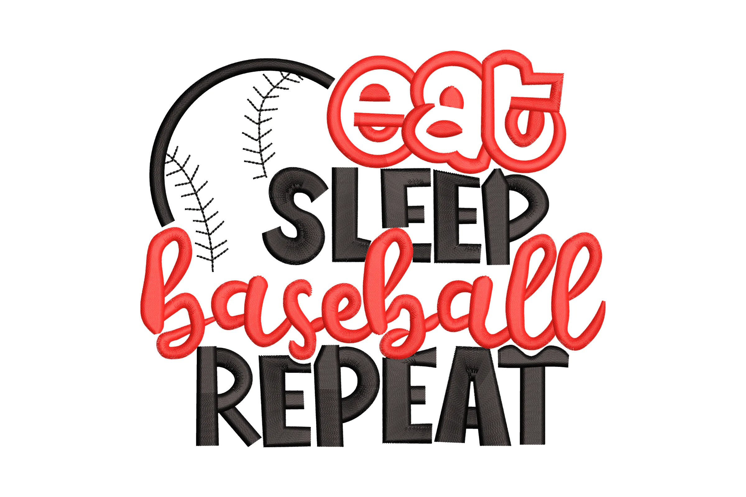 Eat Sleep Baseball Repeat Embroidery Design